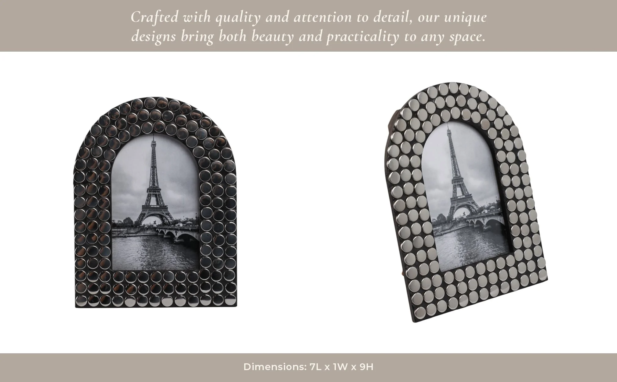 4x6 Studded Arch Photo Frame, Silver/black - Image 12