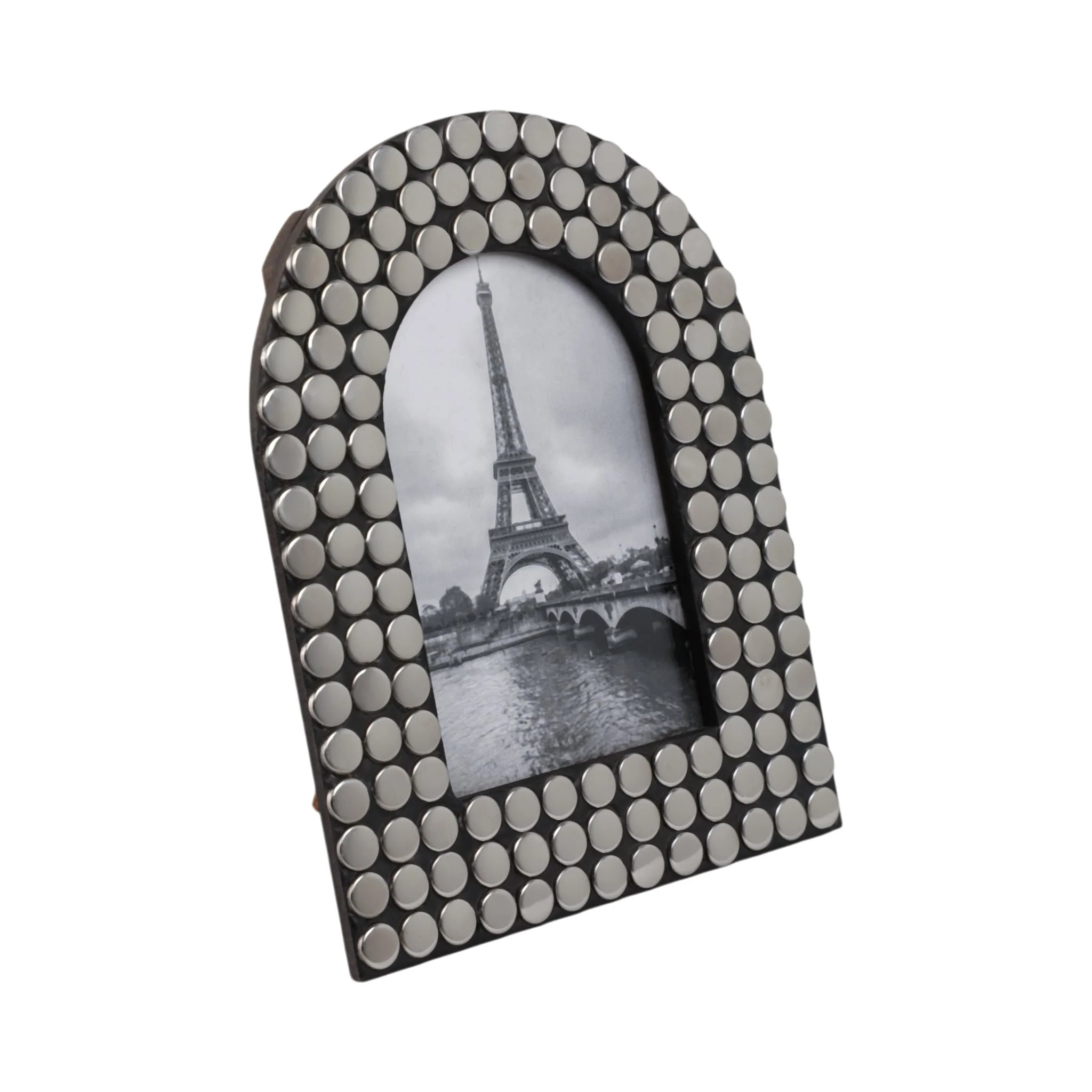 4x6 Studded Arch Photo Frame, Silver/black - Image 2