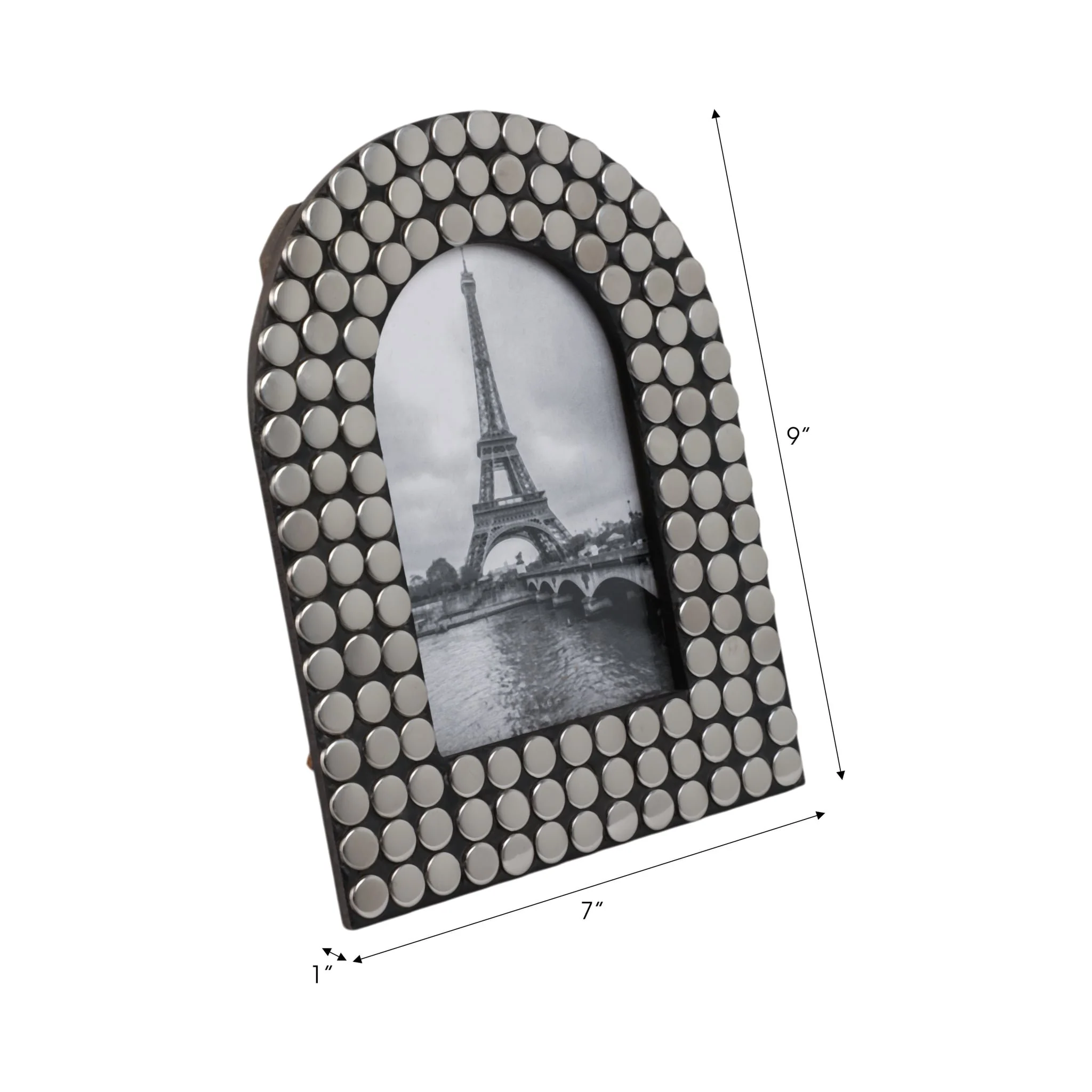 4x6 Studded Arch Photo Frame, Silver/black - Image 7