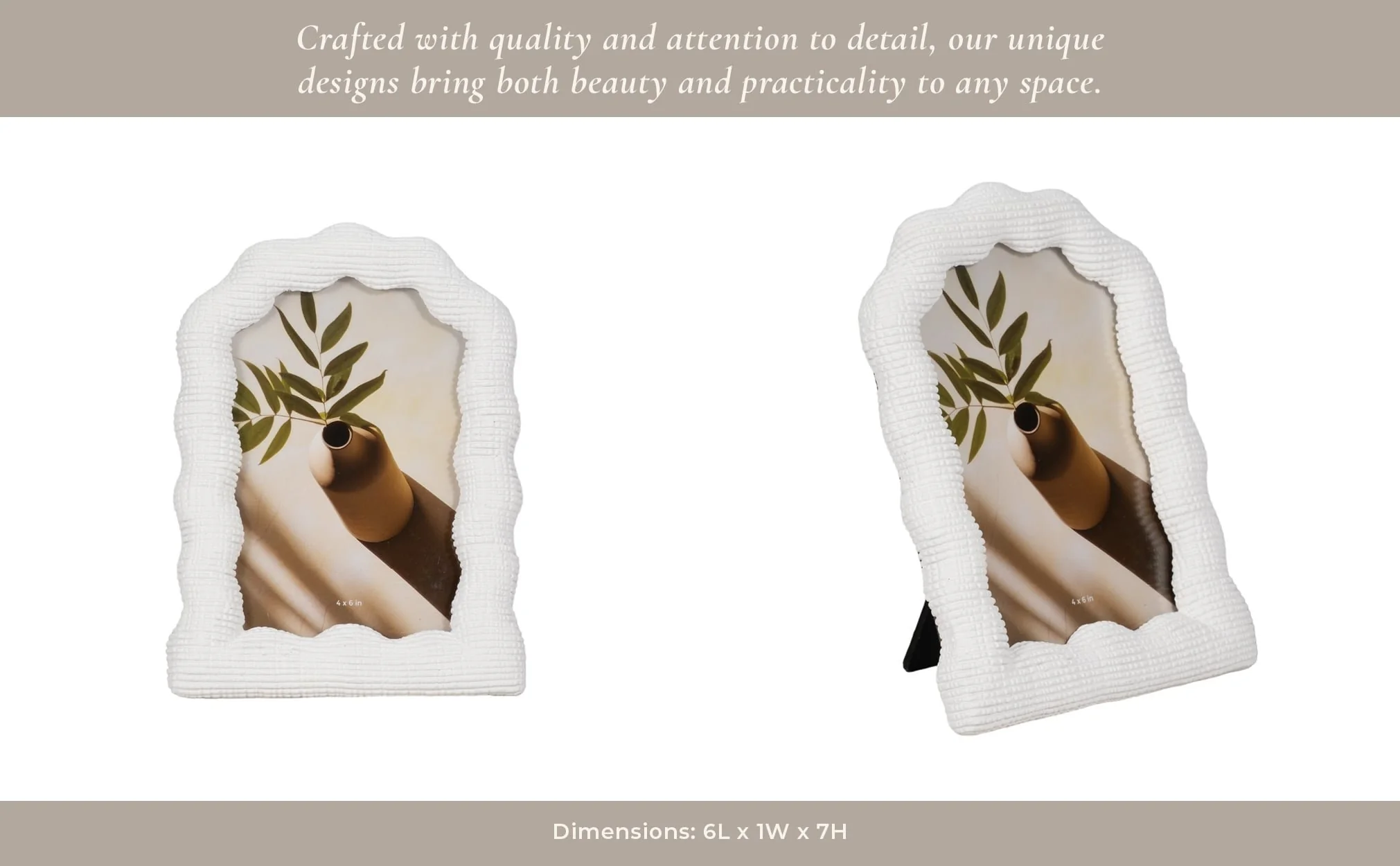 4x6 Wavy Arch Photo Frame, White - Image 16