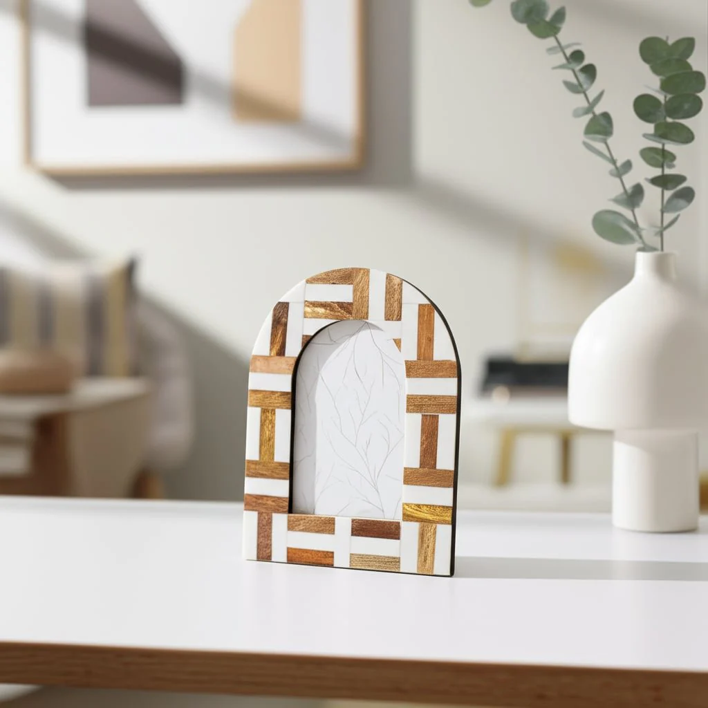 4x6 Wood Inlay Photo Frame, Ivory/natural - Image 11