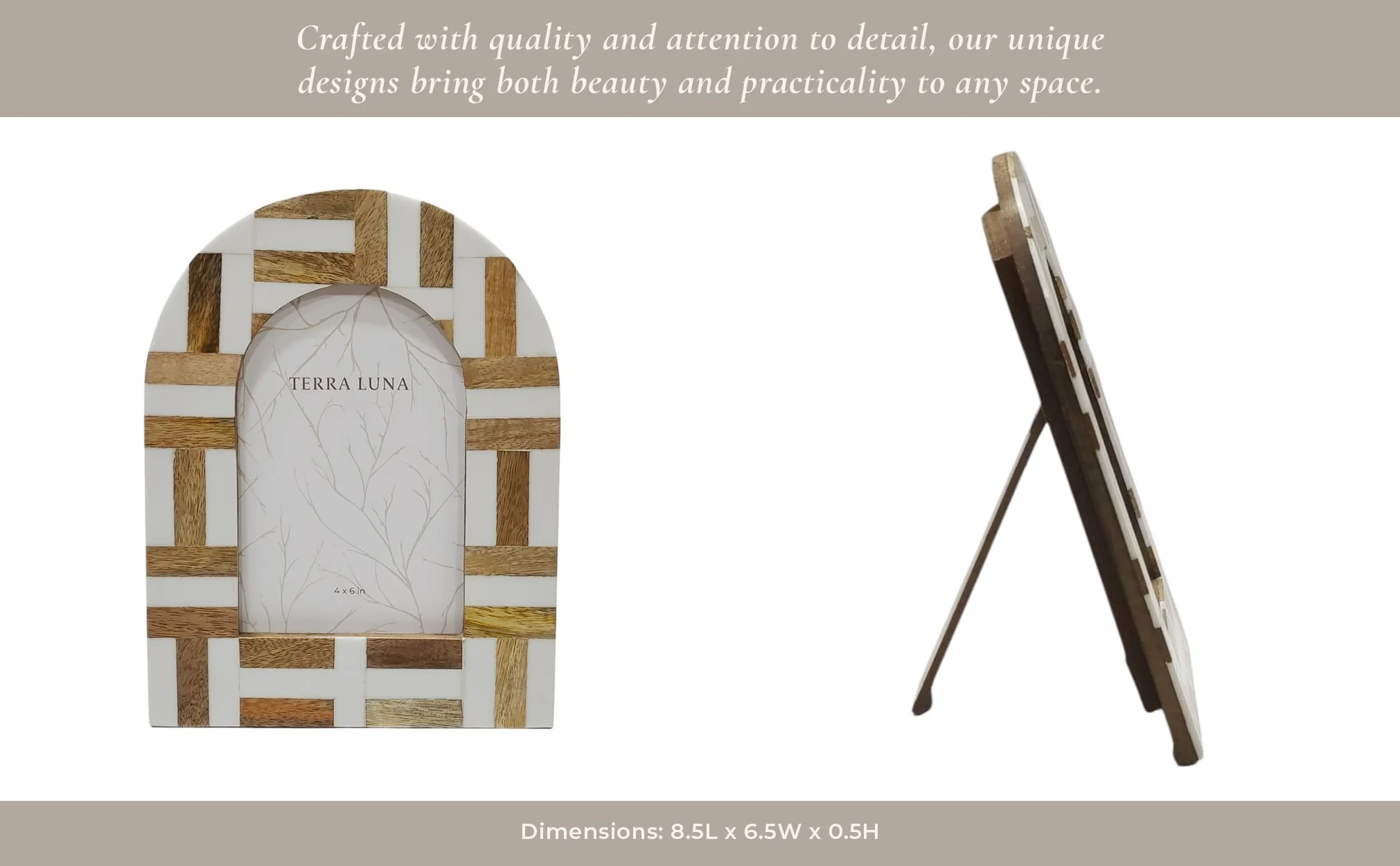4x6 Wood Inlay Photo Frame, Ivory/natural - Image 12