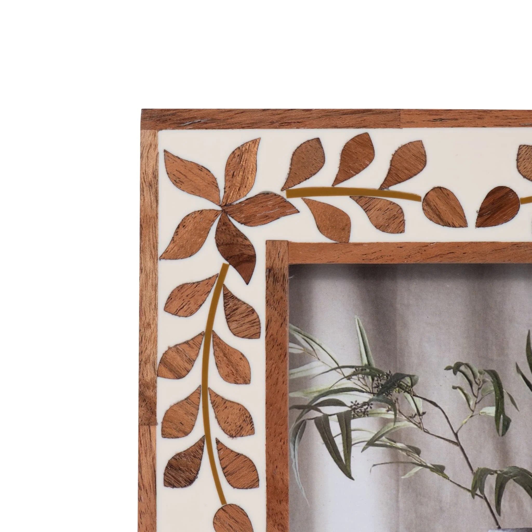 4x6 Wood Inlay Vine Photo Frame, Natural - Image 5