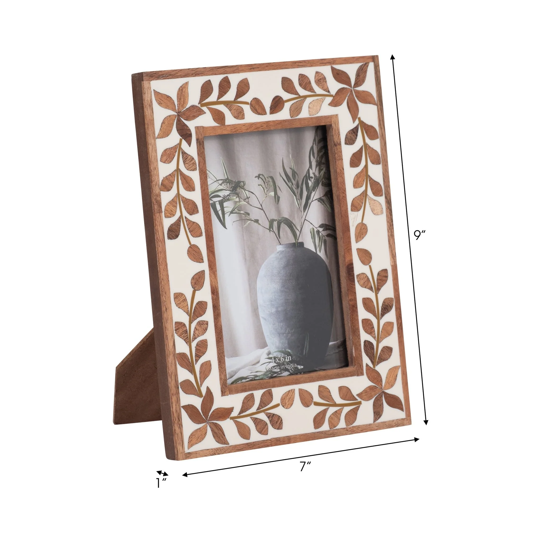 4x6 Wood Inlay Vine Photo Frame, Natural - Image 7