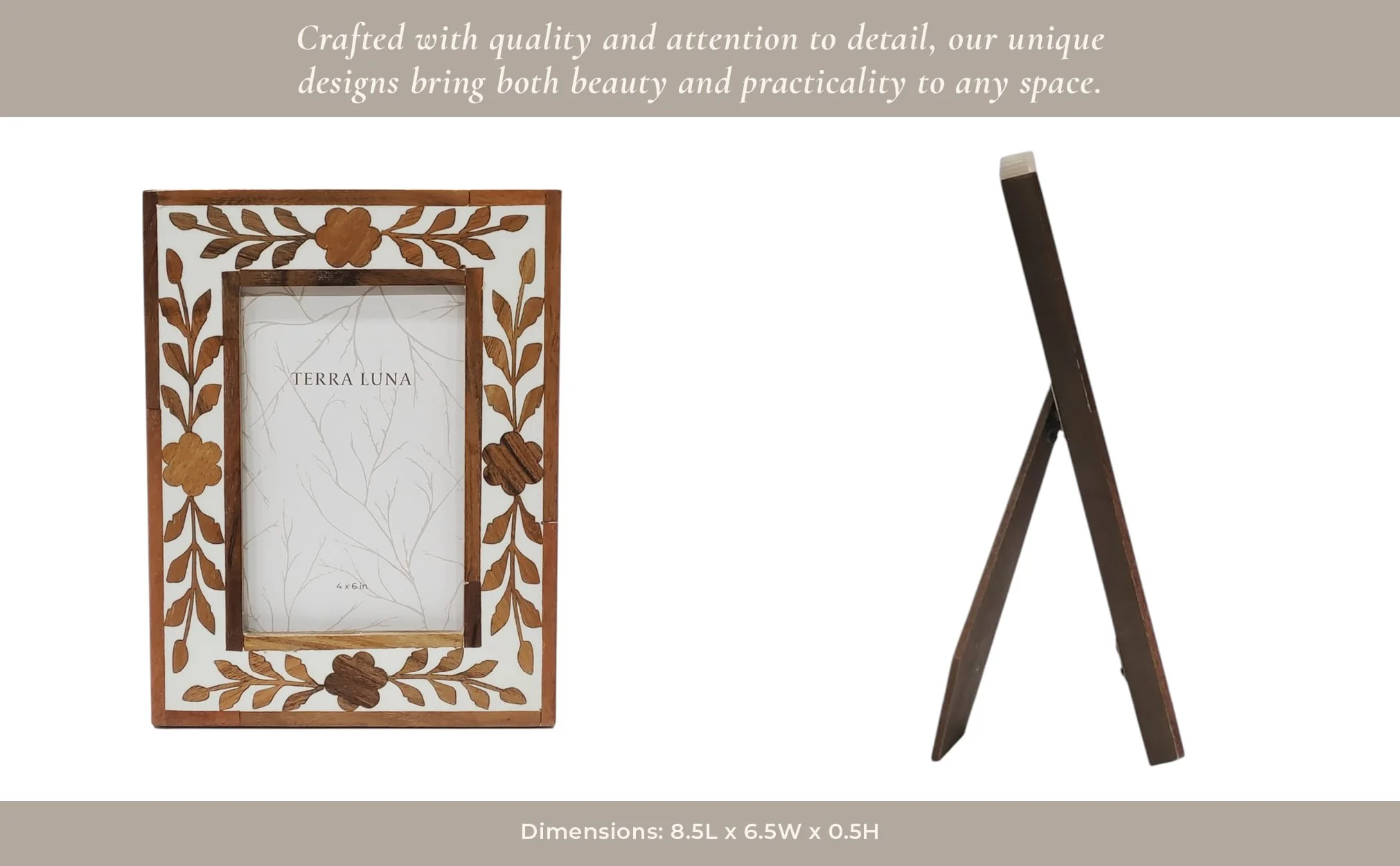 4x6 Wood Petals Photo Frame, White/natural - Image 11