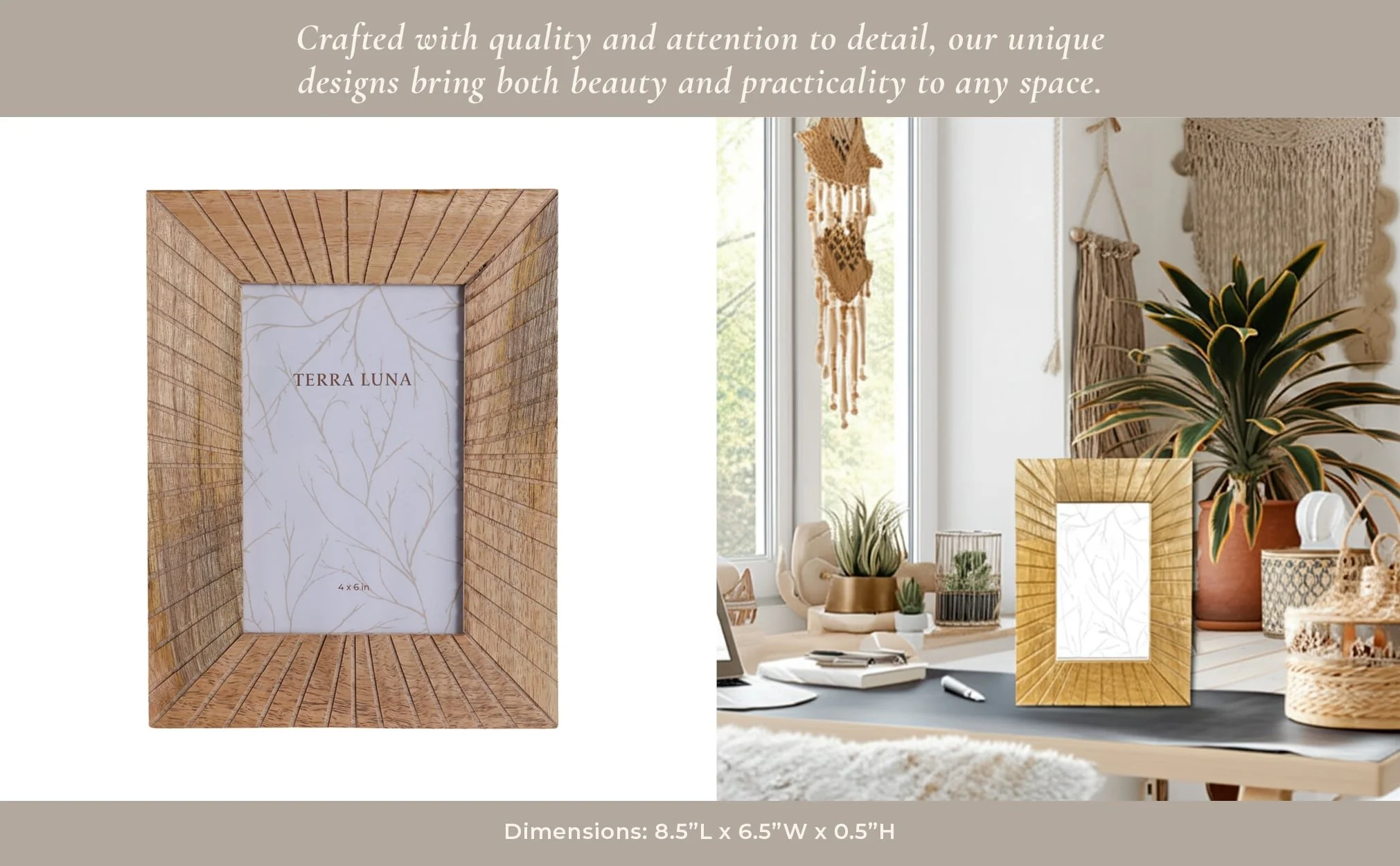 4x6 Wood Starburst Photo Frame, Natural - Image 13