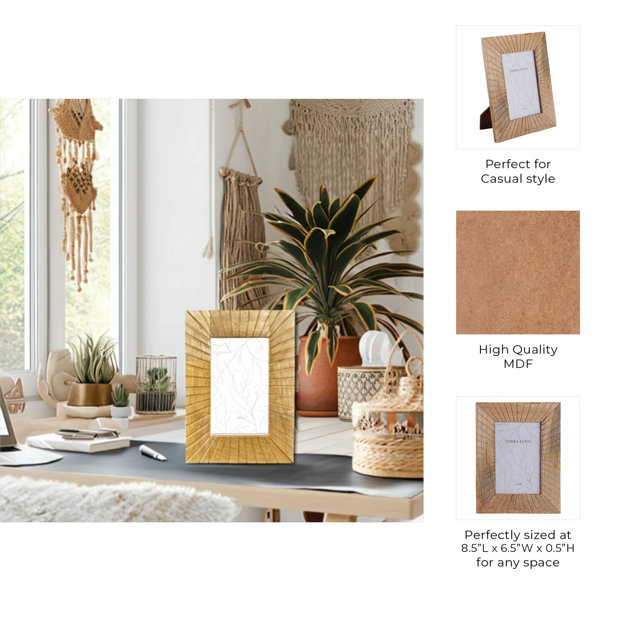 4x6 Wood Starburst Photo Frame, Natural - Image 8