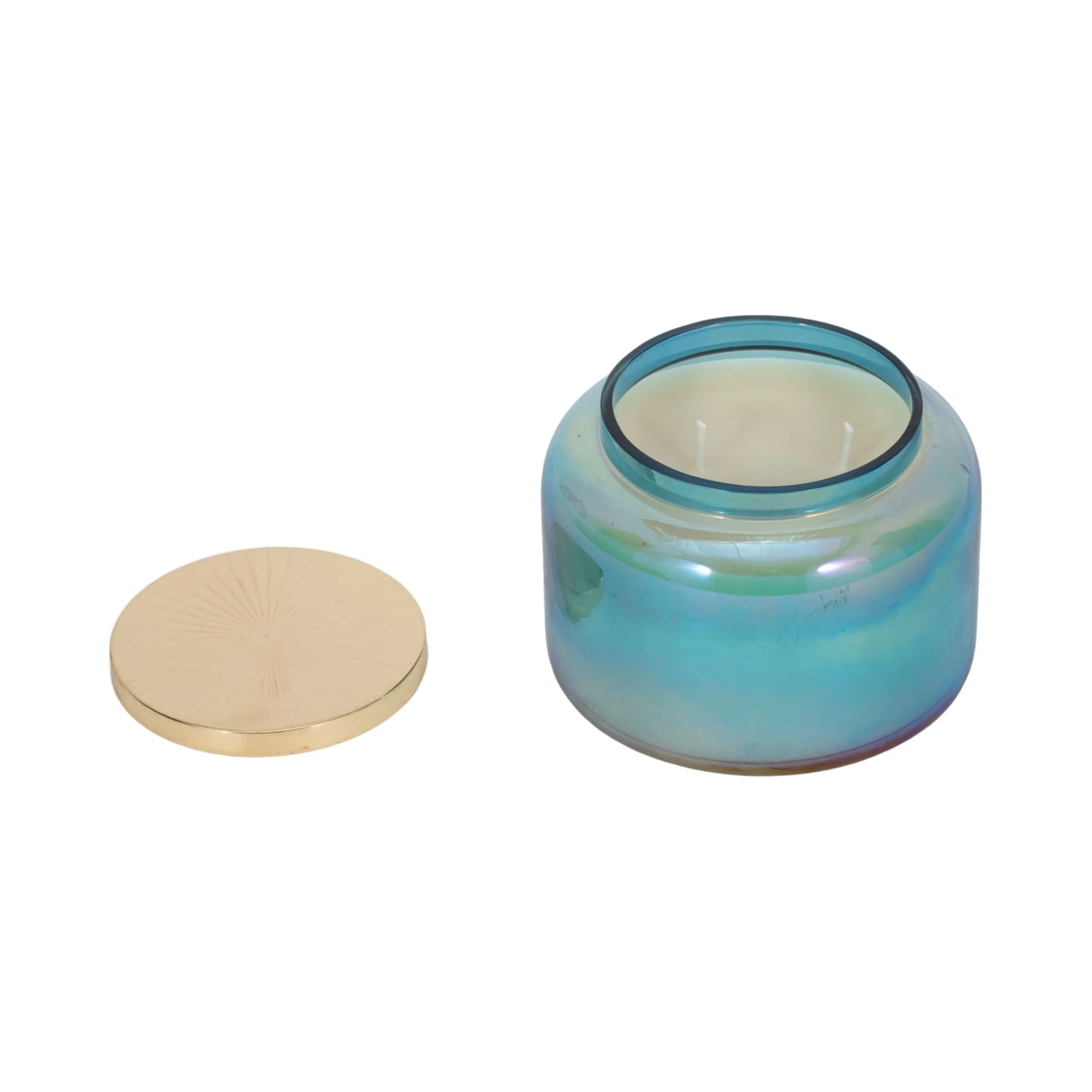5" 23 Oz Jasmine Luster Lidded Candle, Blue/gol - Image 4