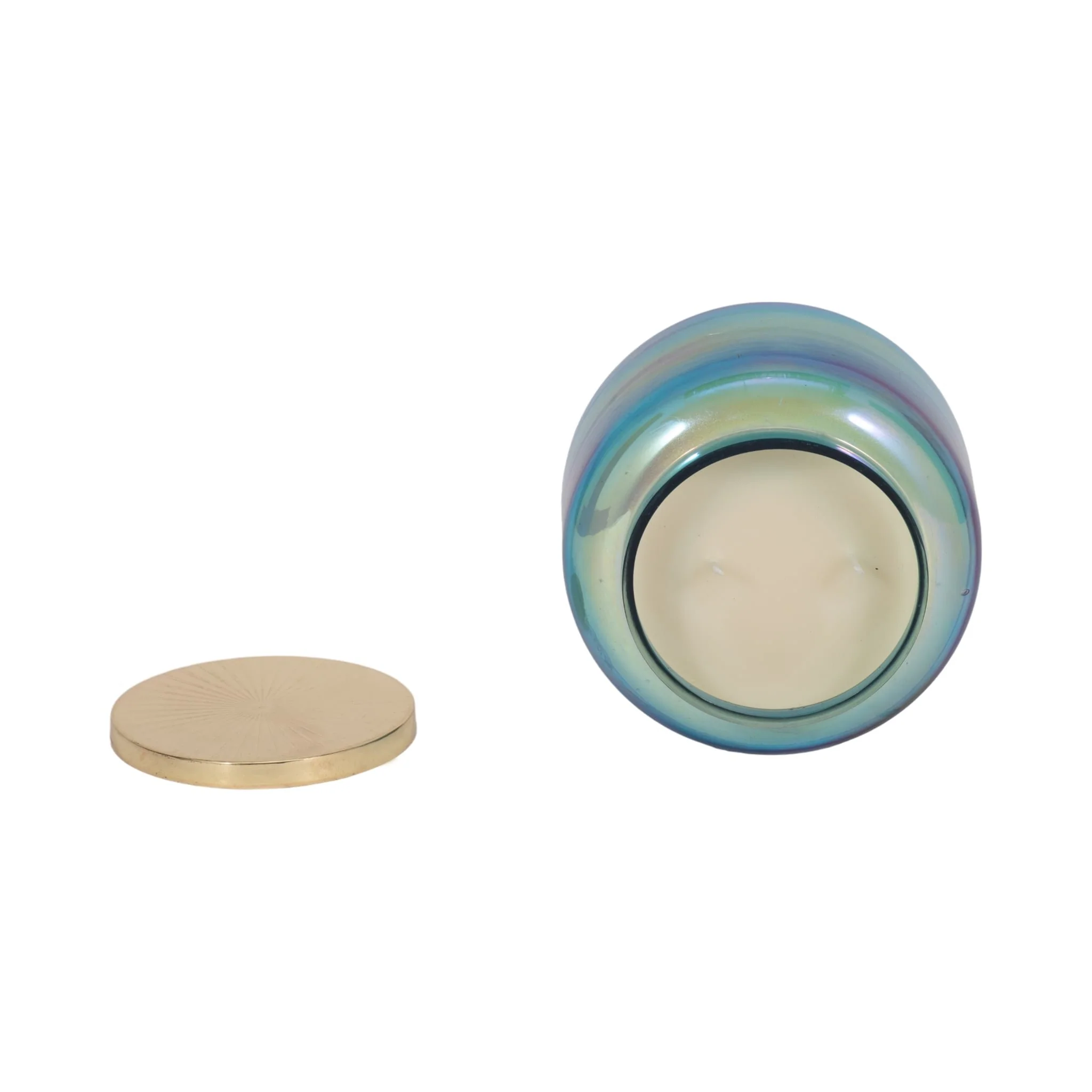 5" 23 Oz Jasmine Luster Lidded Candle, Blue/gol - Image 6