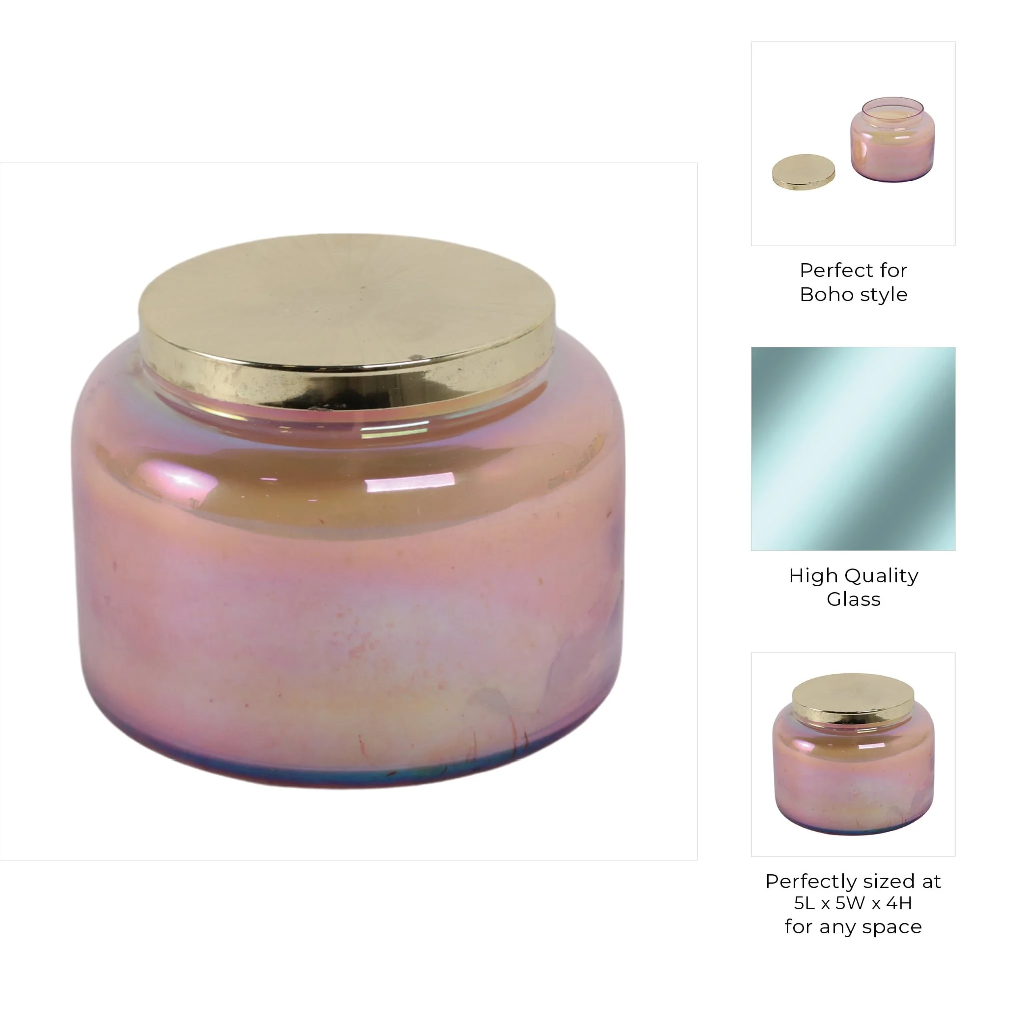 5" 23 Oz Jasmine Luster Lidded Candle, Pink/gold - Image 9