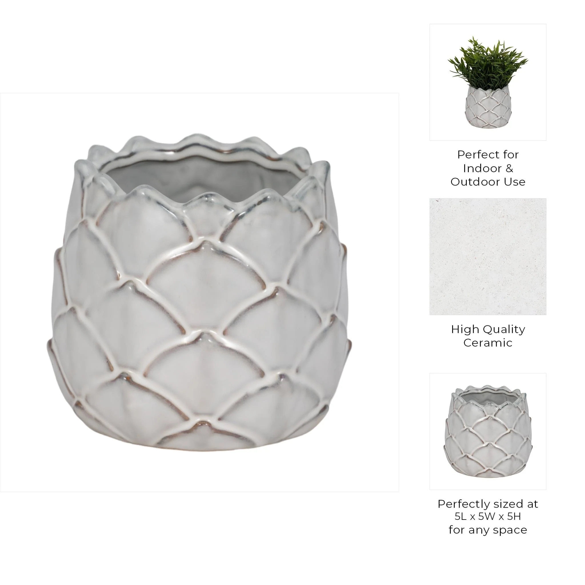 5" Artichoke Planter, White - Image 9