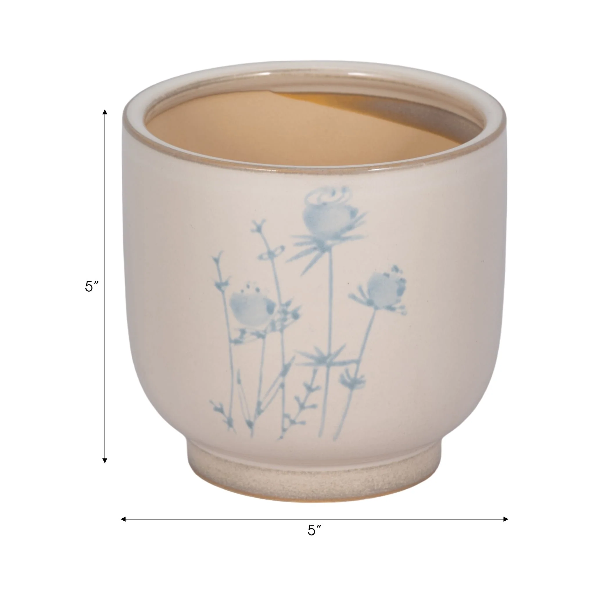5" Blue Flowers Planter, Ivory/blue - Image 7