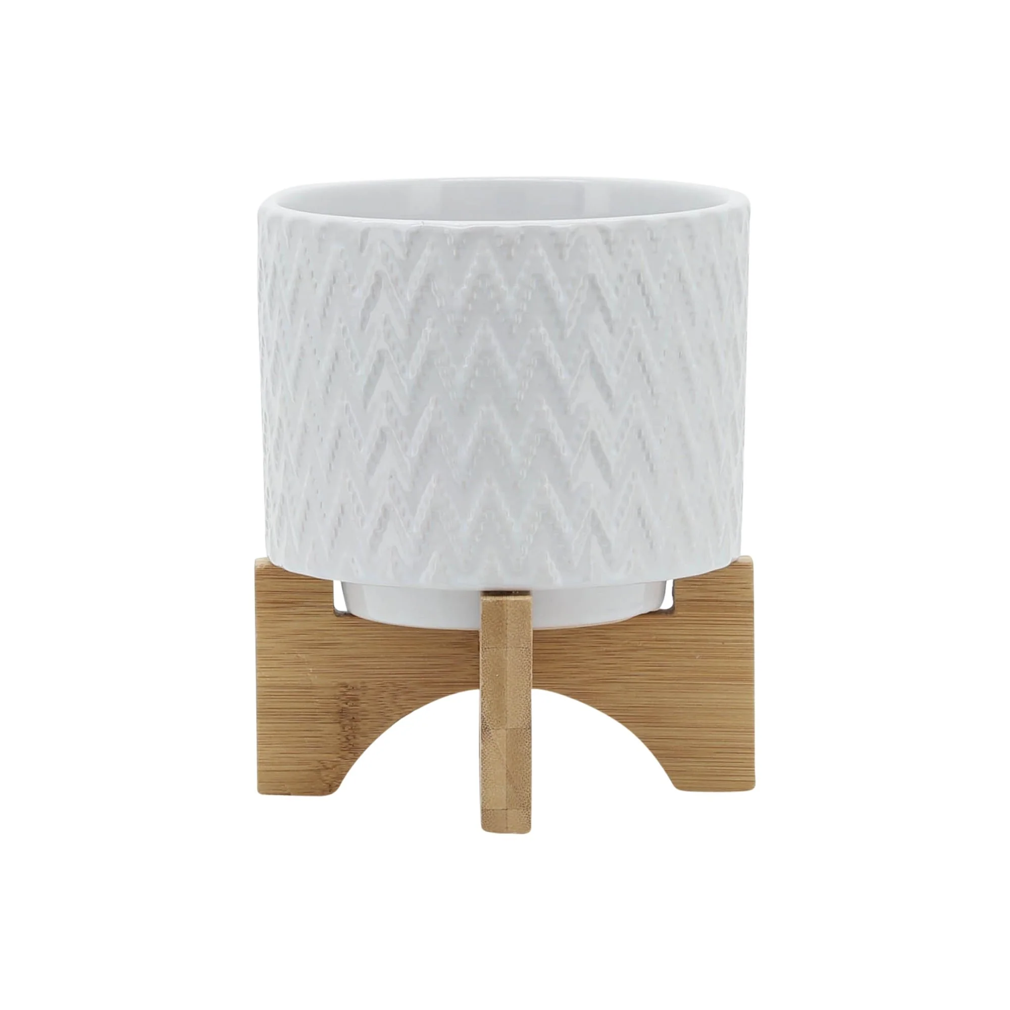 5" Chevron Planter W/ Stand, White - Image 2