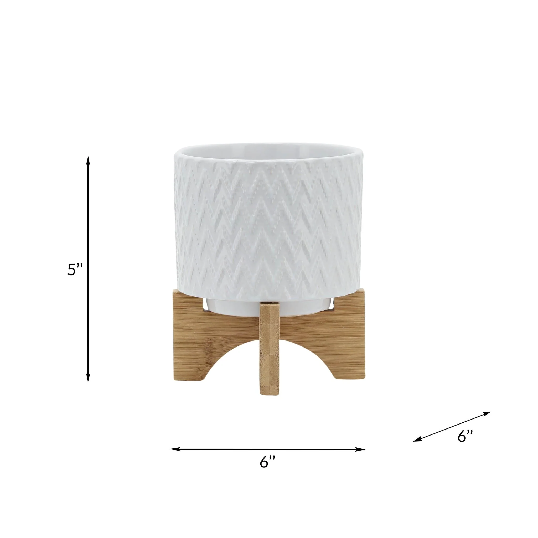 5" Chevron Planter W/ Stand, White - Image 8