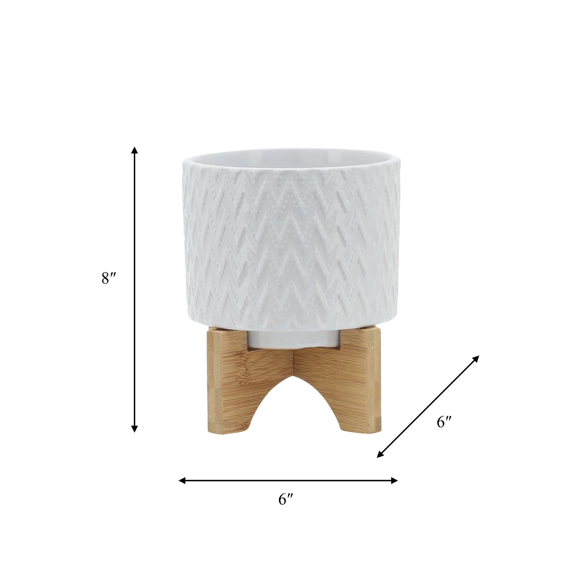 5" Chevron Planter W/ Stand, White - Image 9