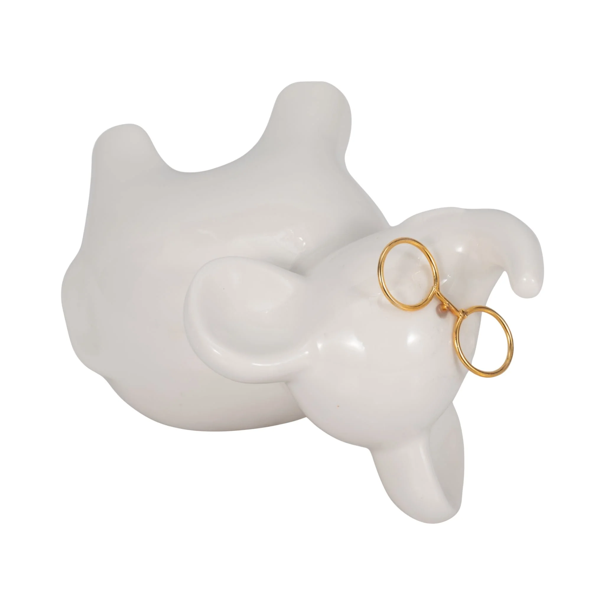 5" Elephant With Glasses, White/gold - Image 6