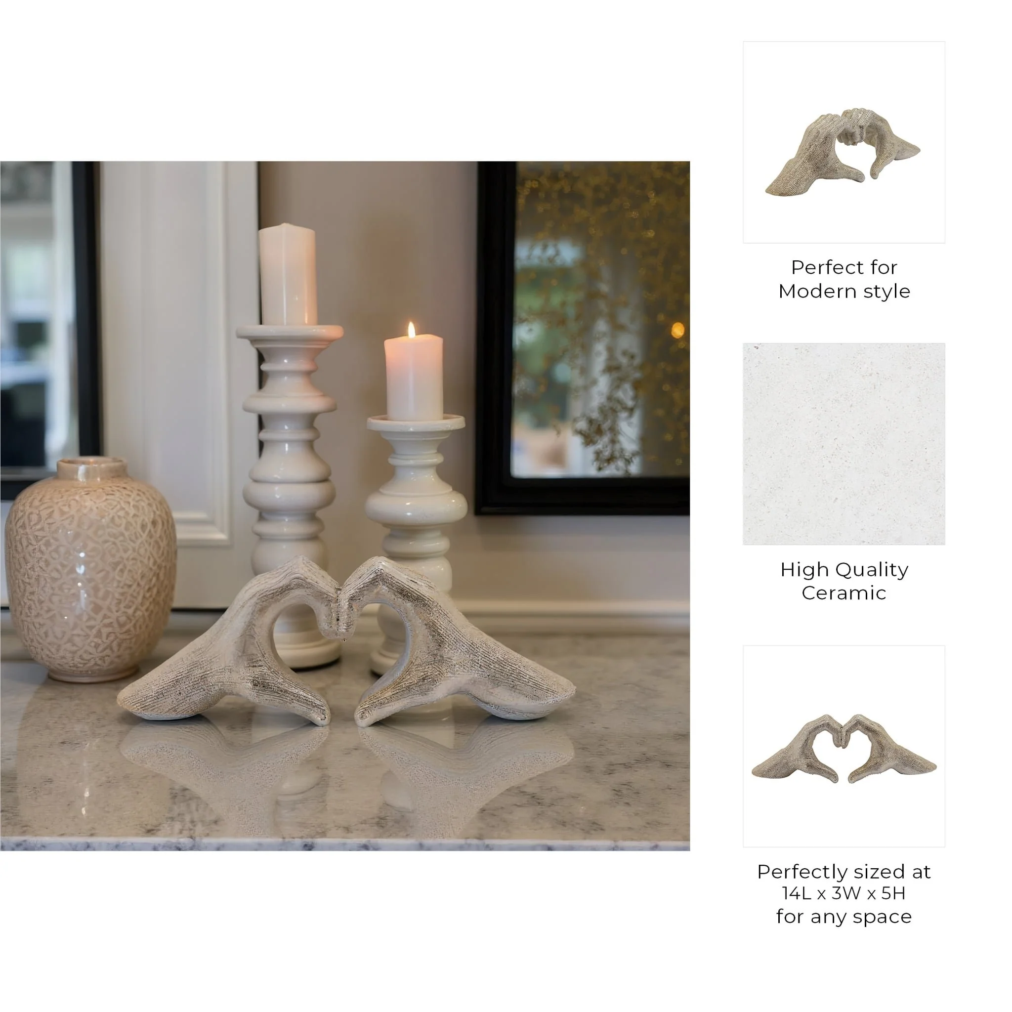 5" Hand-heart, Champagne - Image 3