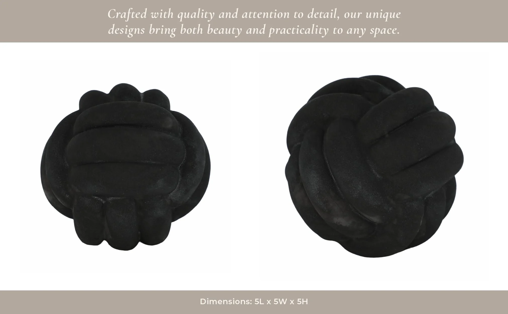 5" Knot Orb Rough Texture, Black - Image 10