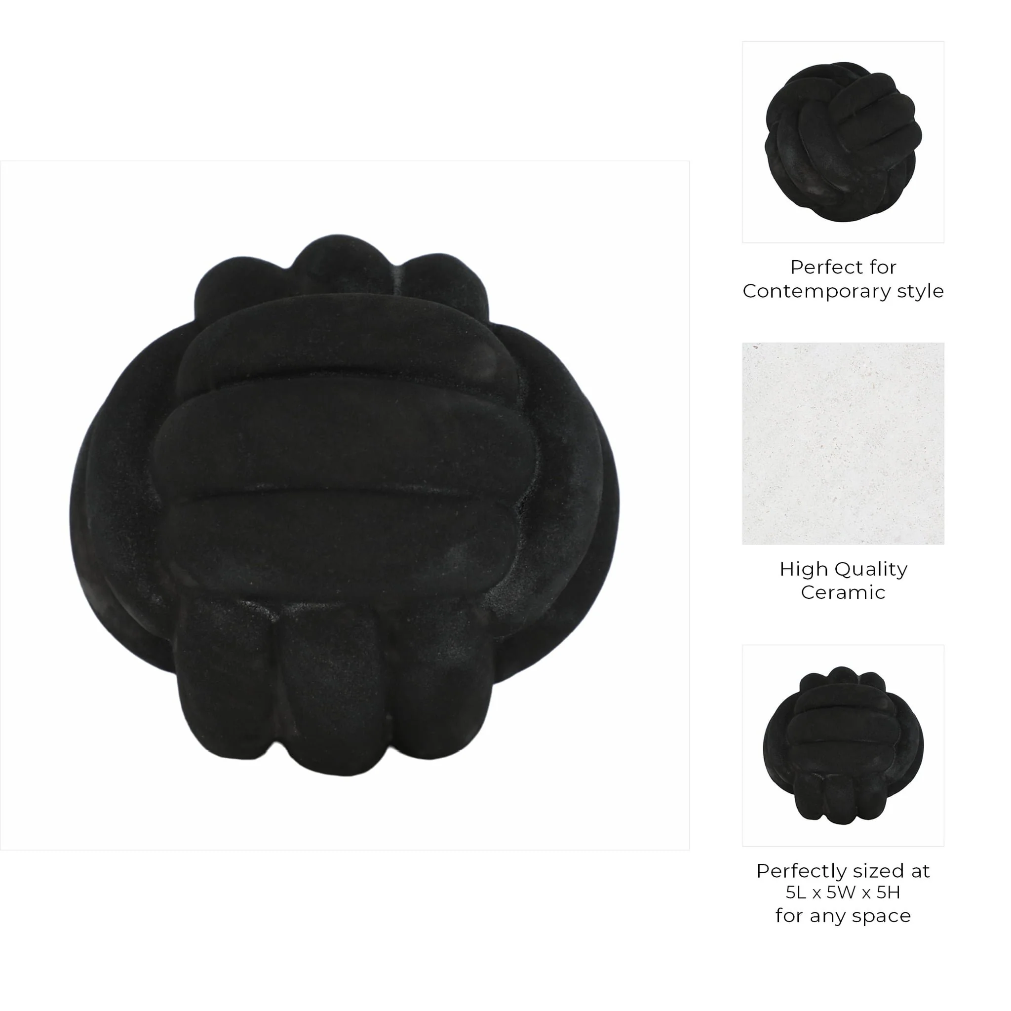5" Knot Orb Rough Texture, Black - Image 8