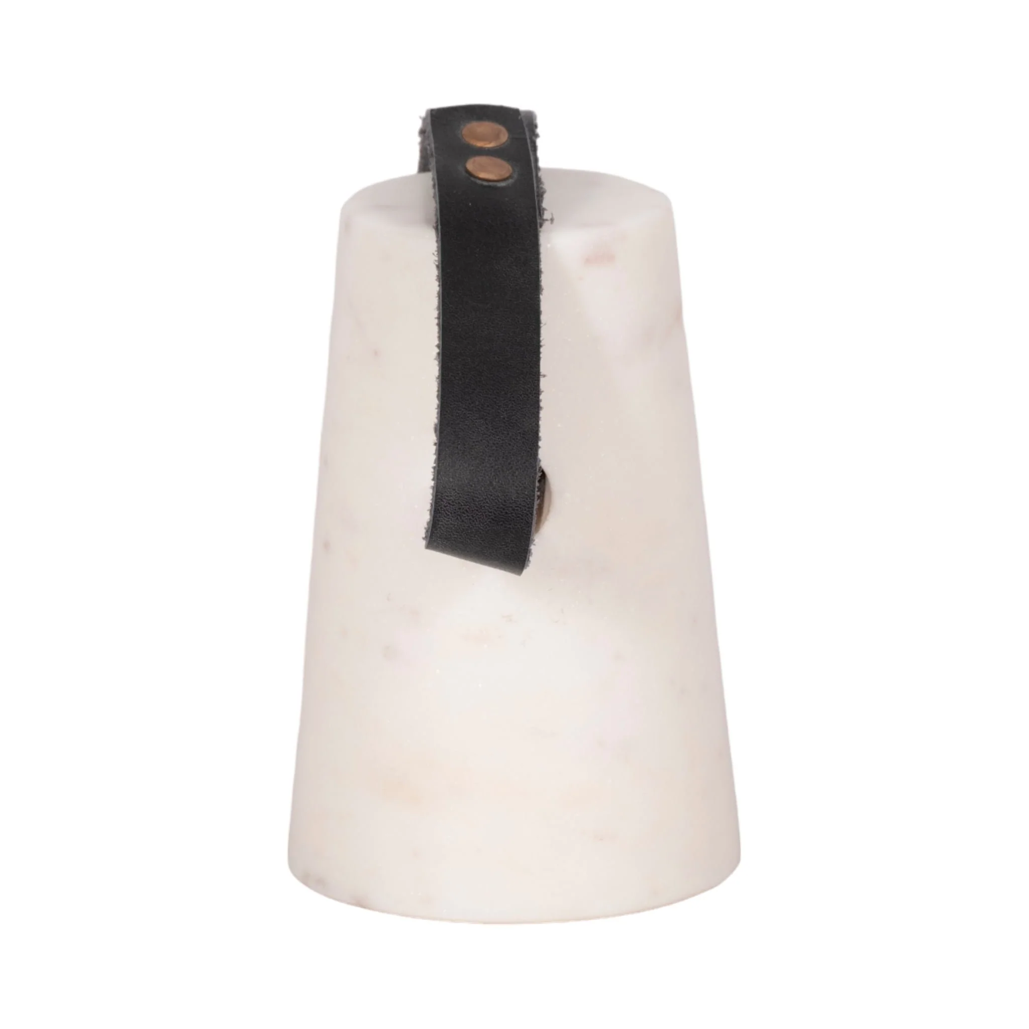 5" Marble Doorstop With Leather Handle, White/blac - Image 3