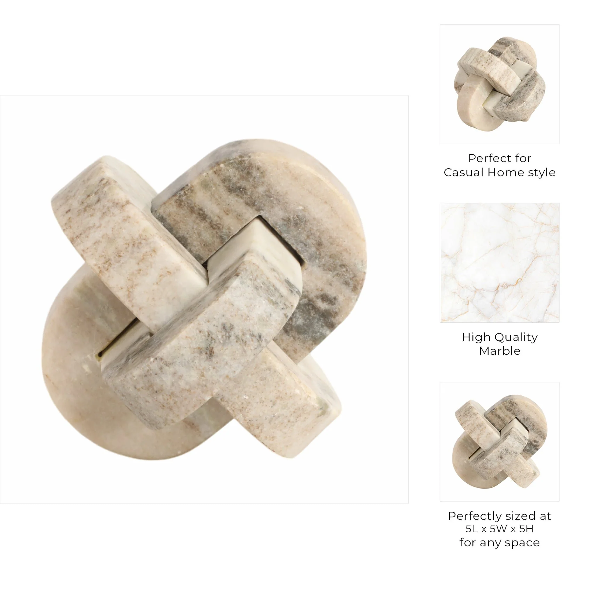 5" Onyx Marble Rounded Knot, Tan - Image 9