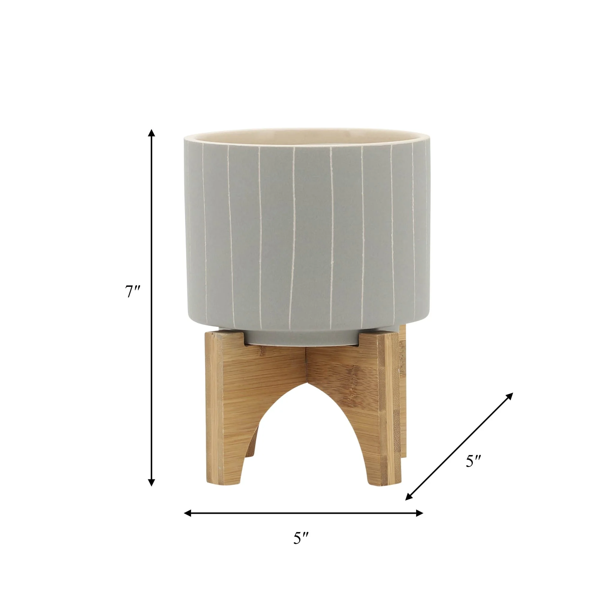 5" Stripes Planter W/ Stand, Tan - Image 8