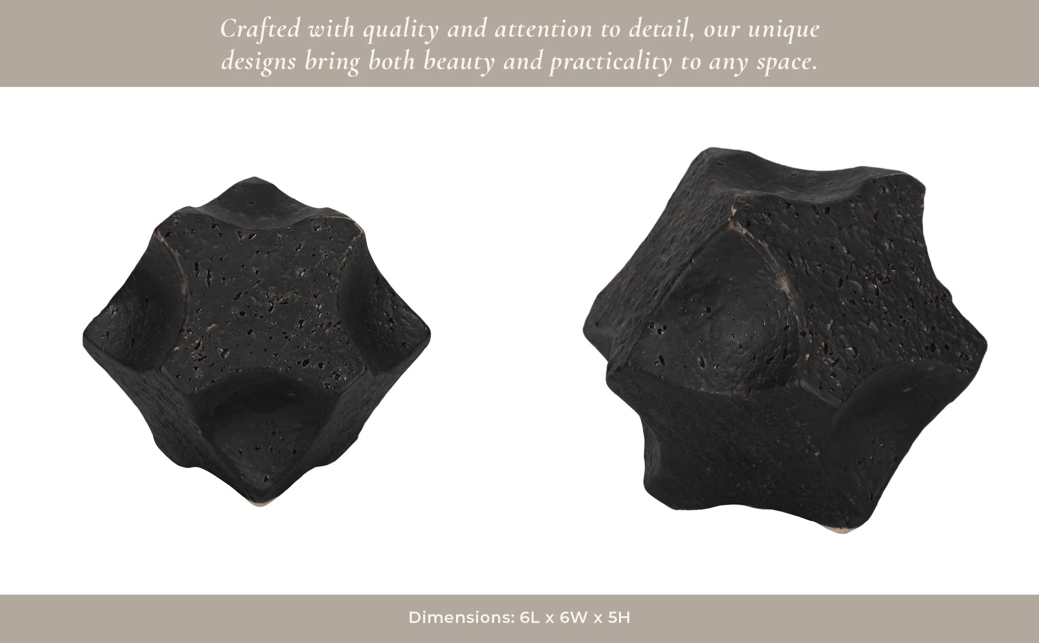 5" Textured Geometric Orb, Black - Image 11