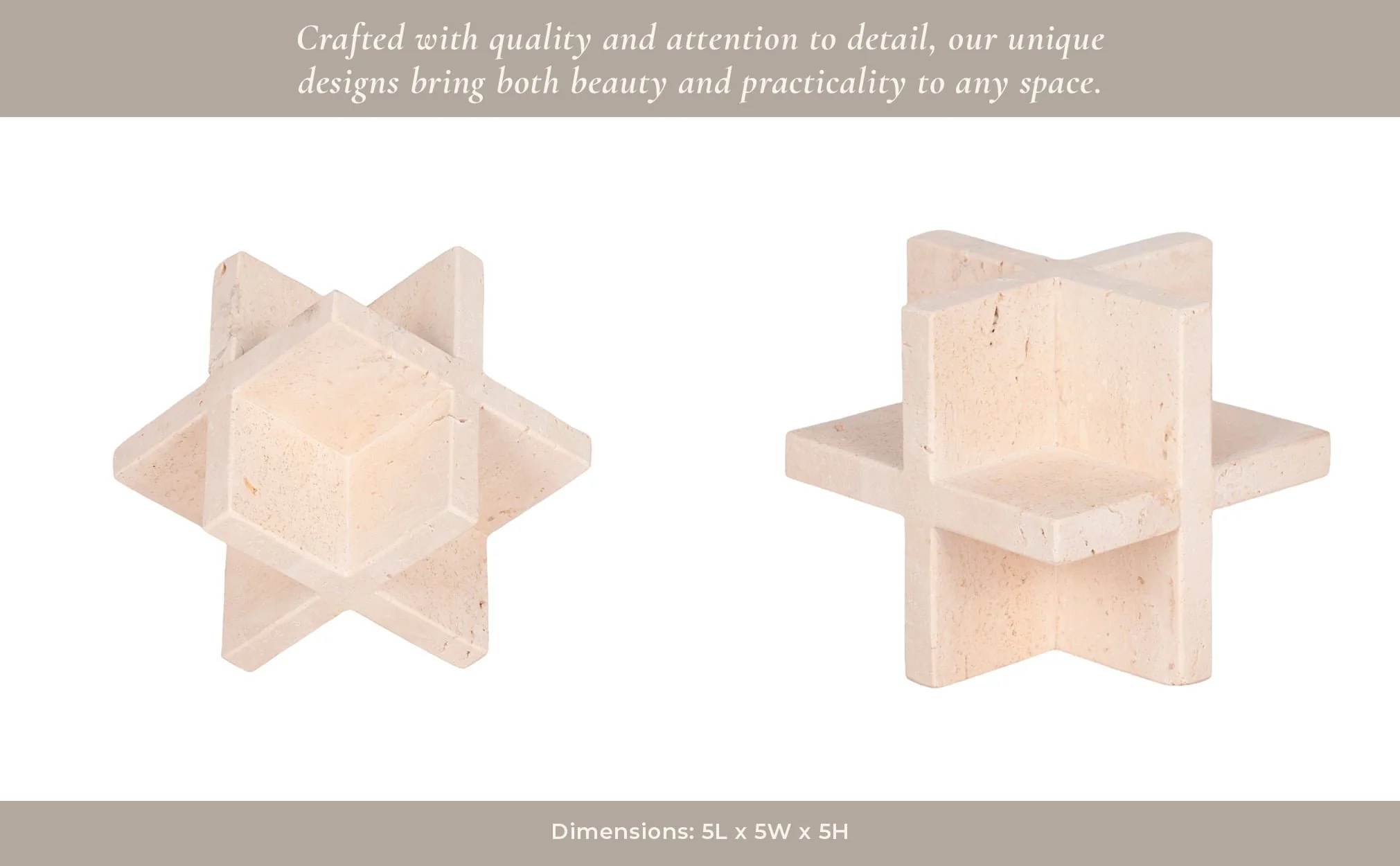 5" Travertine Geo Object, Tan - Image 11