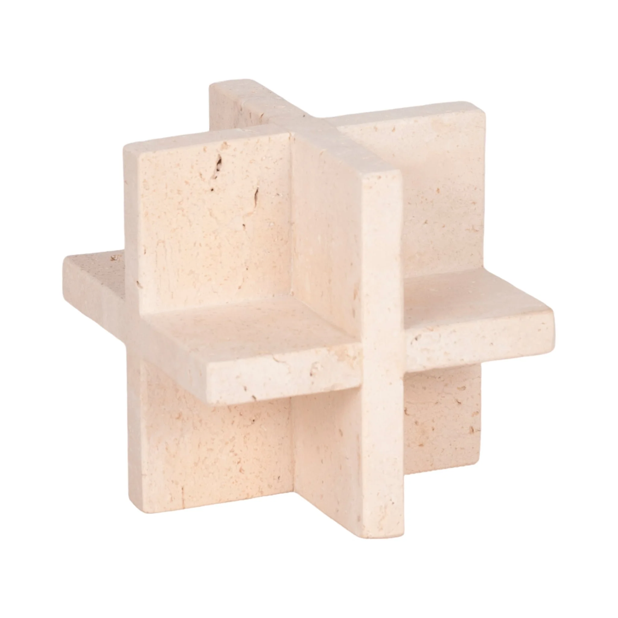 5" Travertine Geo Object, Tan - Image 3
