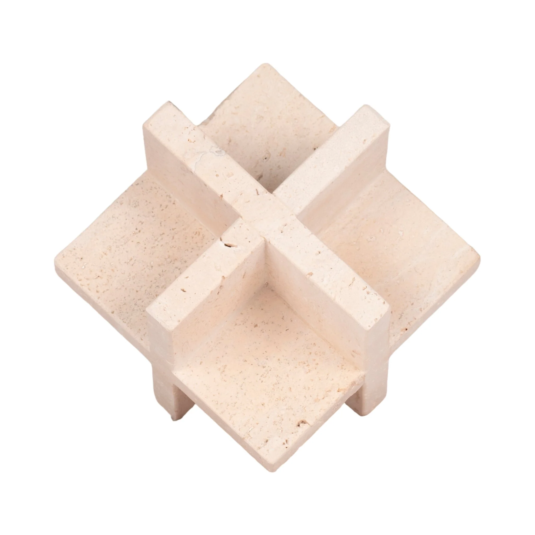5" Travertine Geo Object, Tan - Image 6