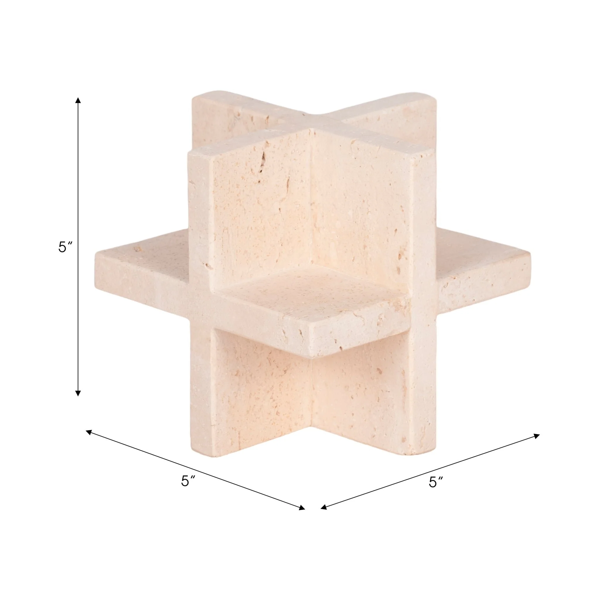 5" Travertine Geo Object, Tan - Image 8