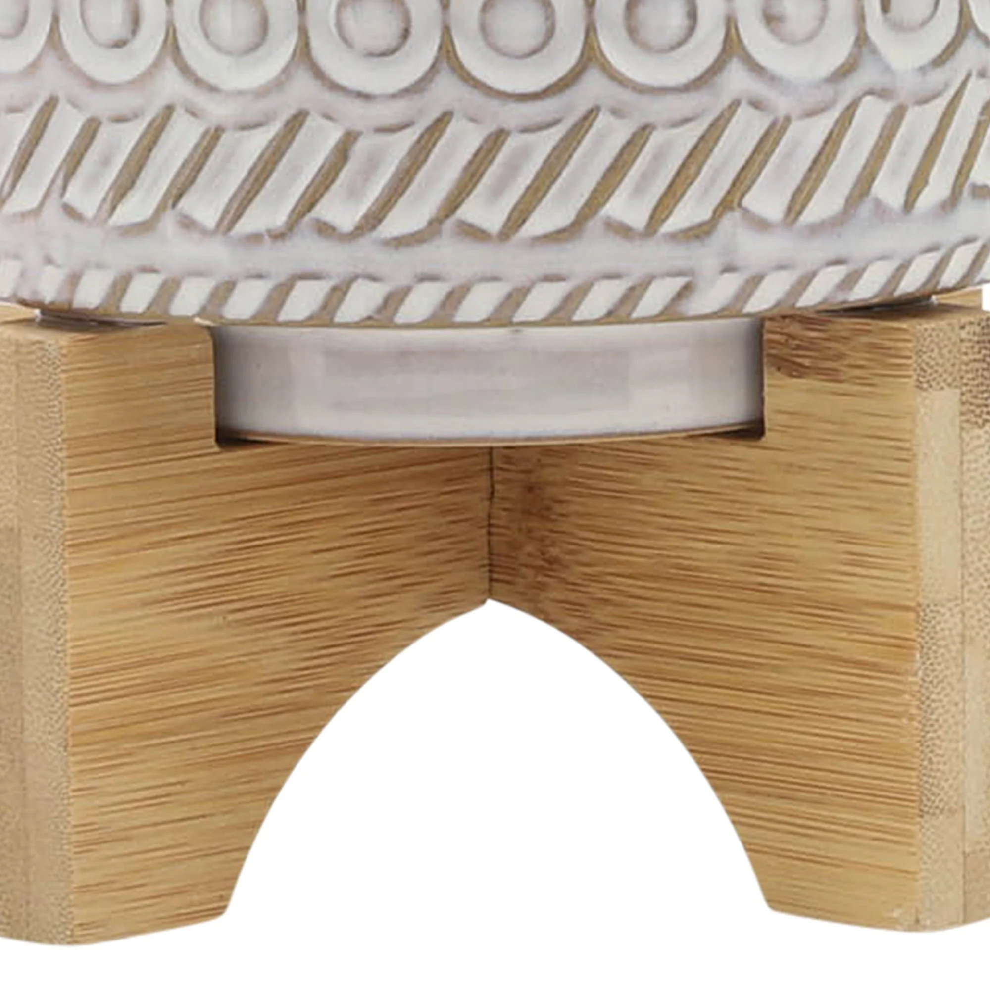 5" Tribal Planter W/ Wood Stand, Beige - Image 7