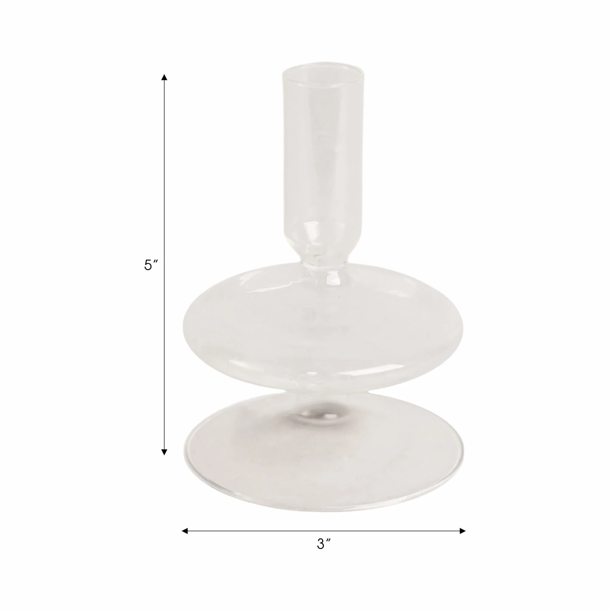 5" Vintage Glass Taper Candle Holder, Clear - Image 2