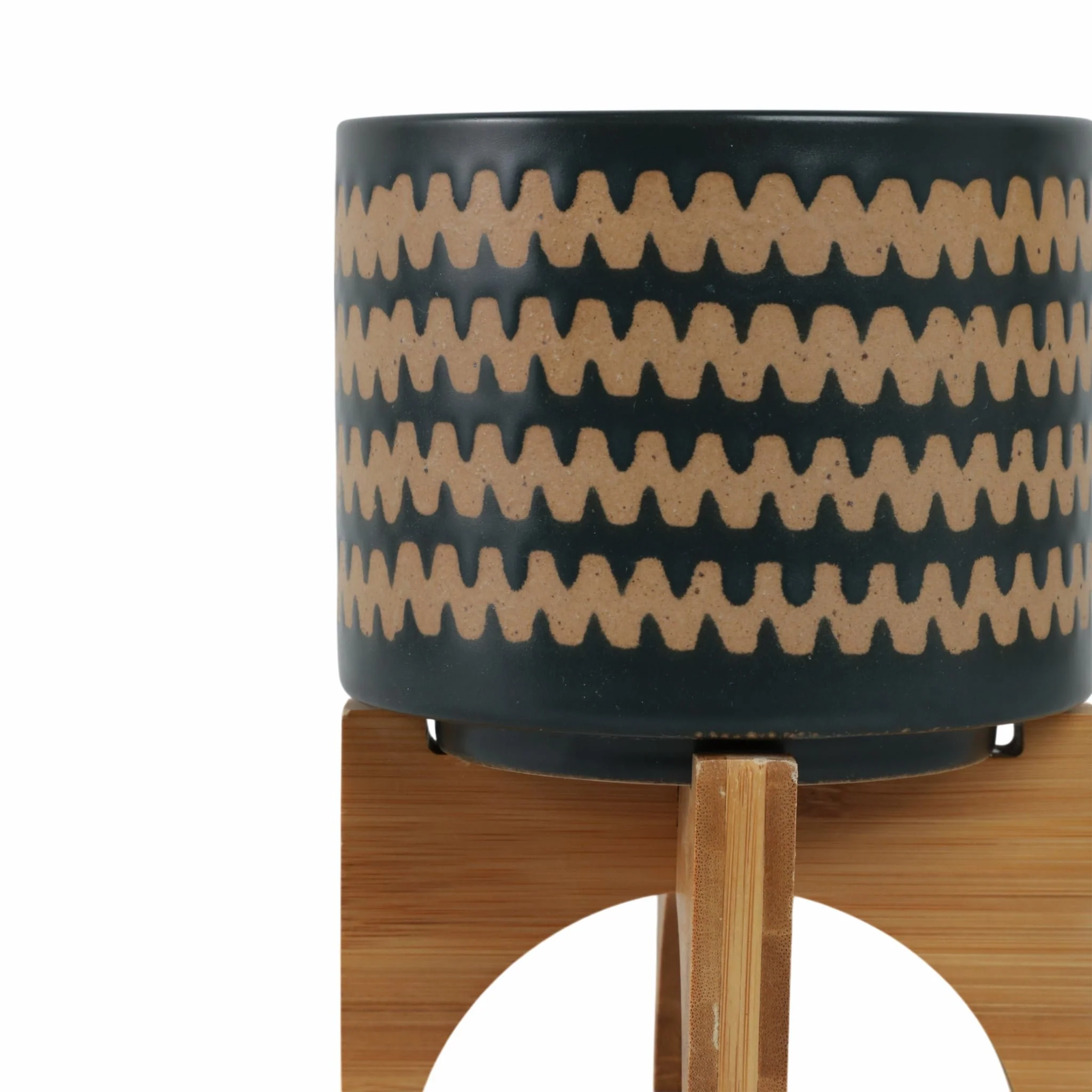 5" Zig-zag Planter W/ Stand, Teal - Image 5