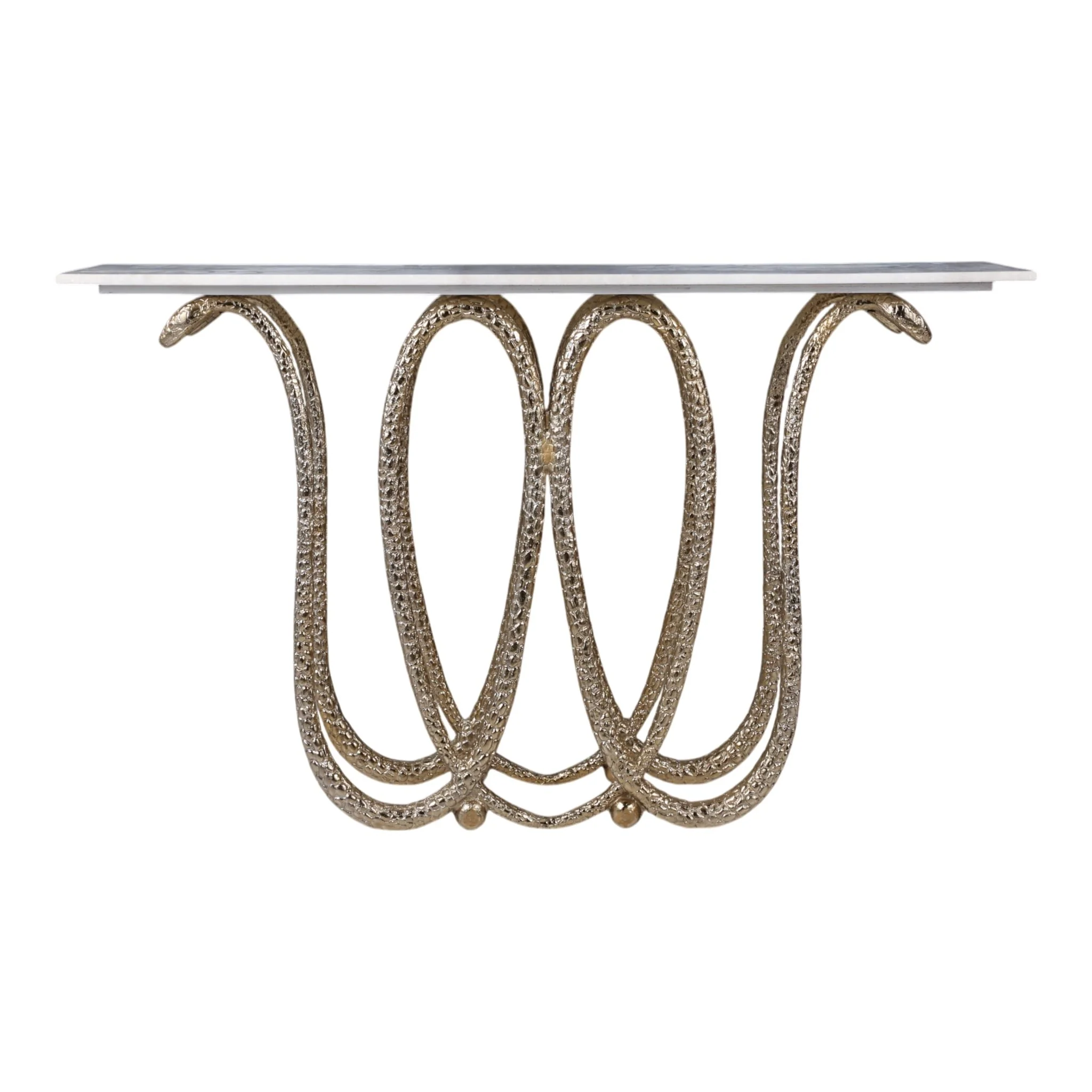 50x30" Snake Base Marble Top Console Table, White/ - Image 2