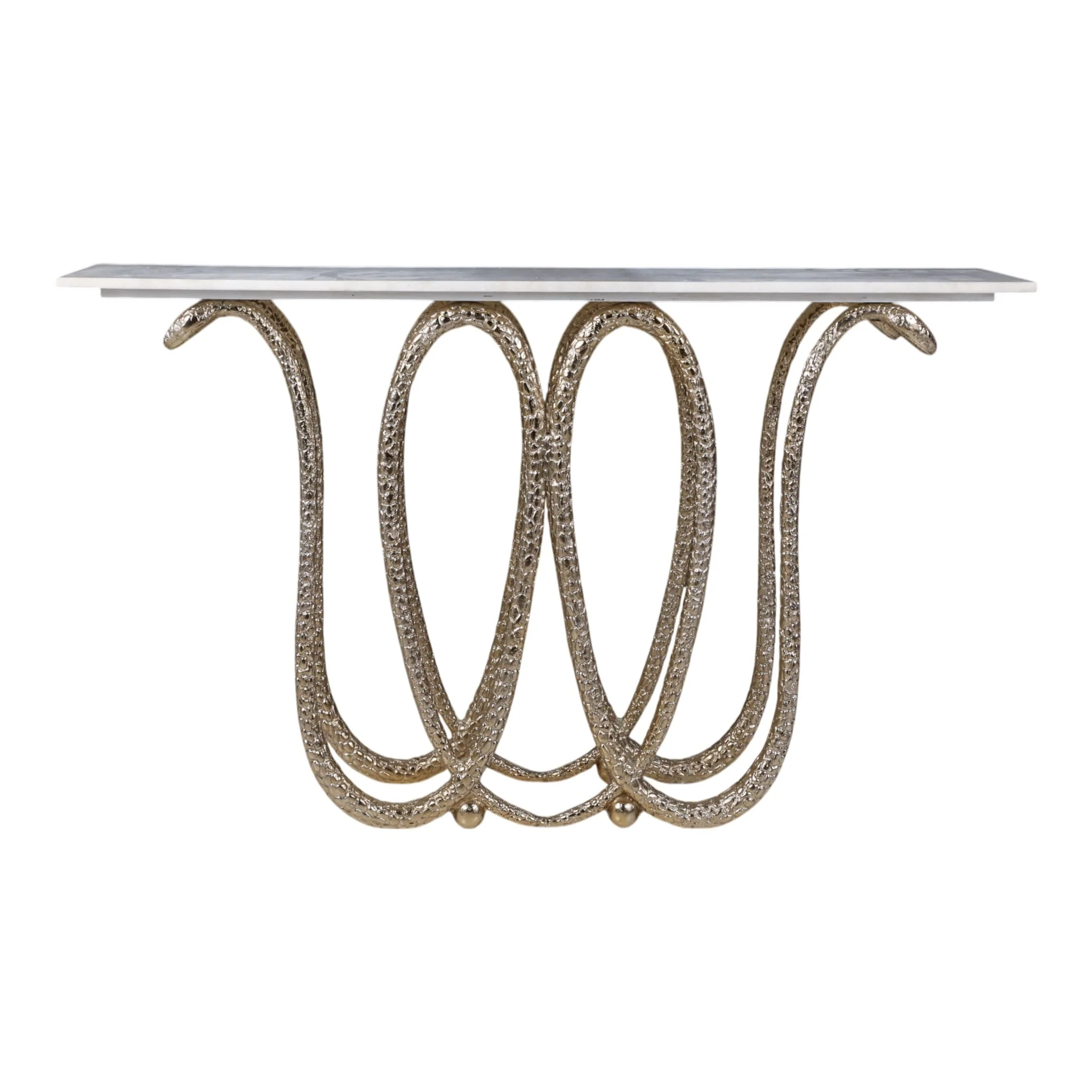 50x30" Snake Base Marble Top Console Table, White/ - Image 4