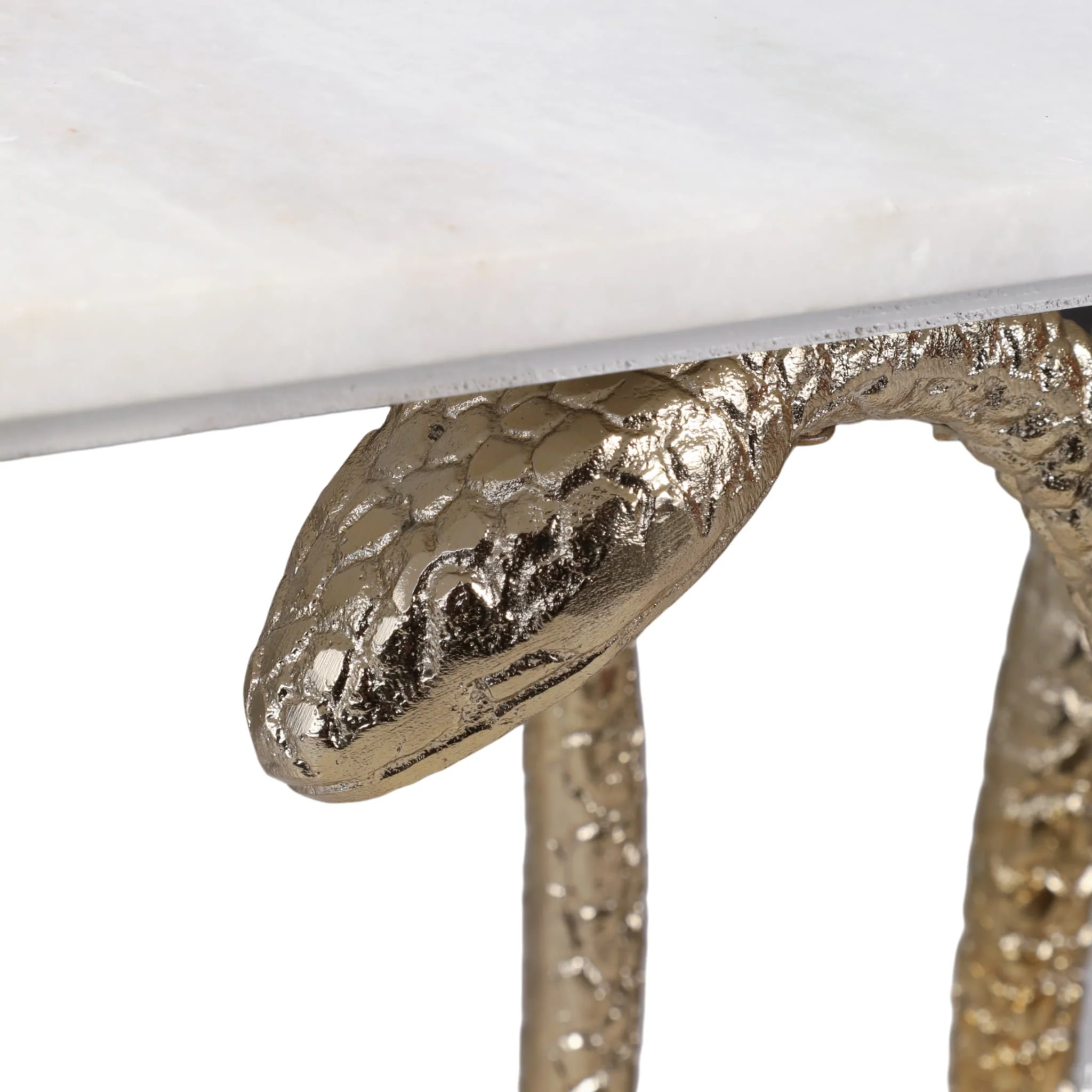 50x30" Snake Base Marble Top Console Table, White/ - Image 6