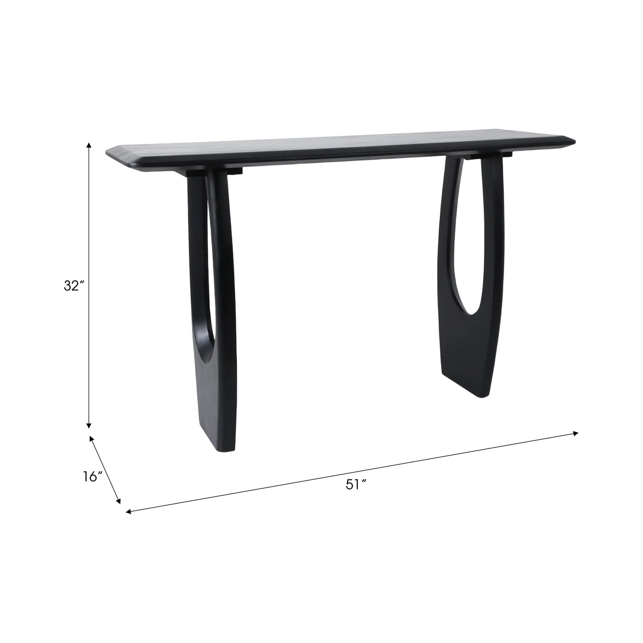 51x32 Modern Mid-century Console Table, Blk 2bxs - Image 7