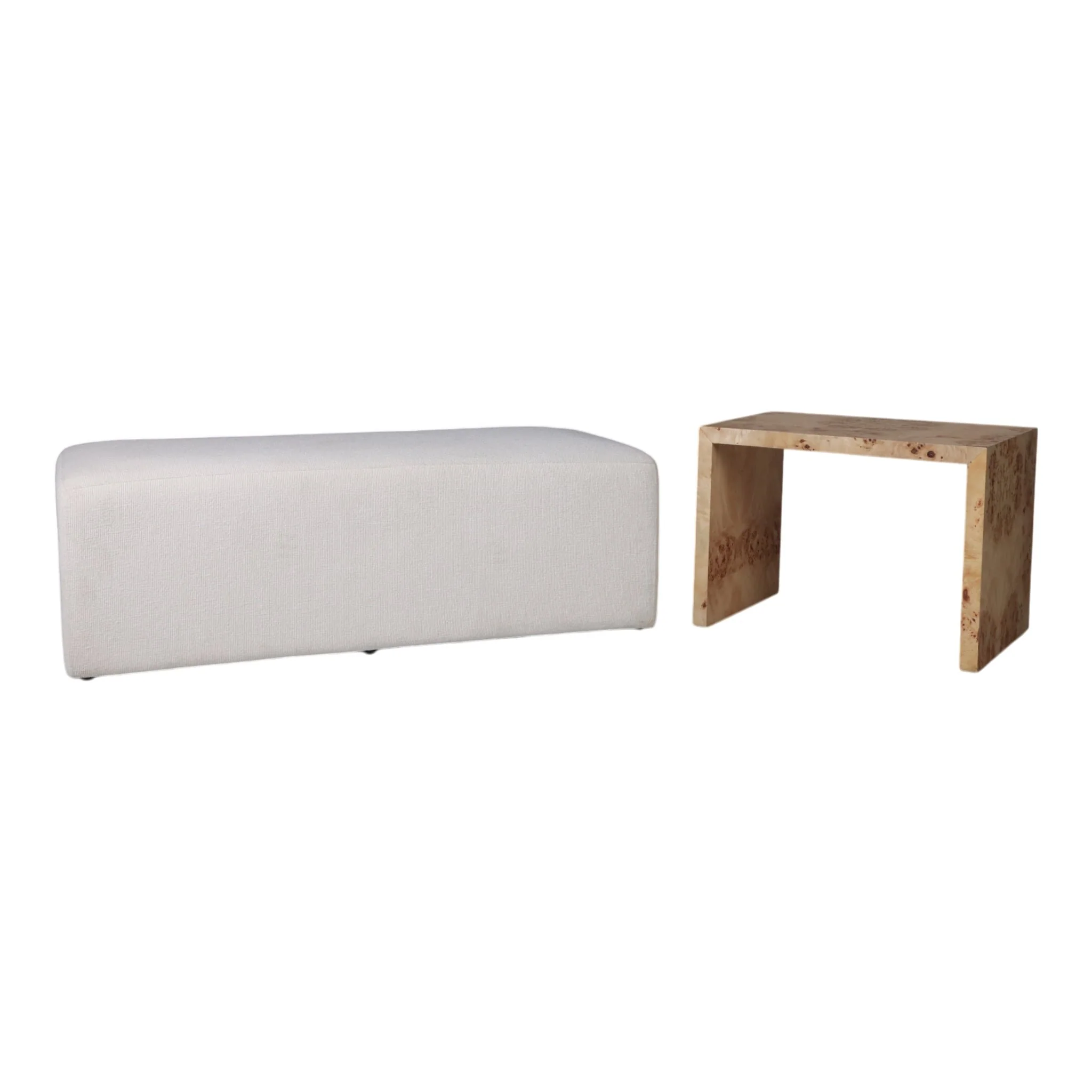 53" Rectangular Ottoman With Burl Wood Table, Ivor - Image 5