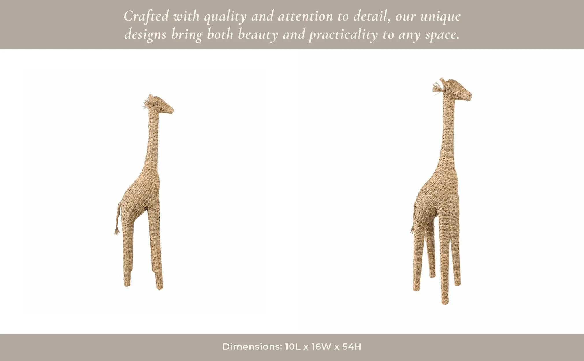 54" Woven Mendong Giraffe, Natural - Image 10