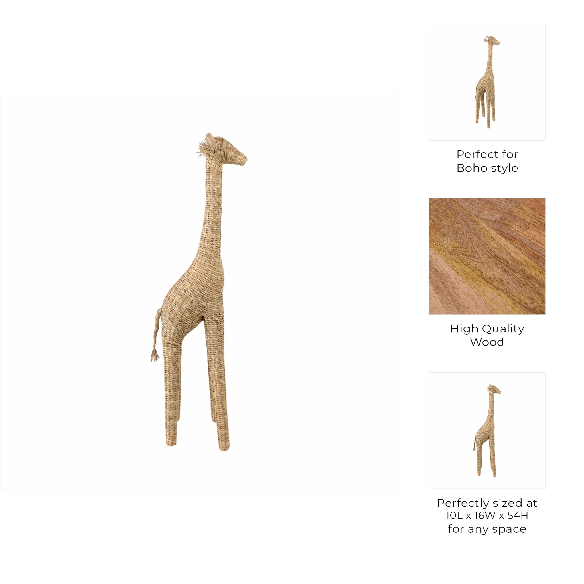54" Woven Mendong Giraffe, Natural - Image 9
