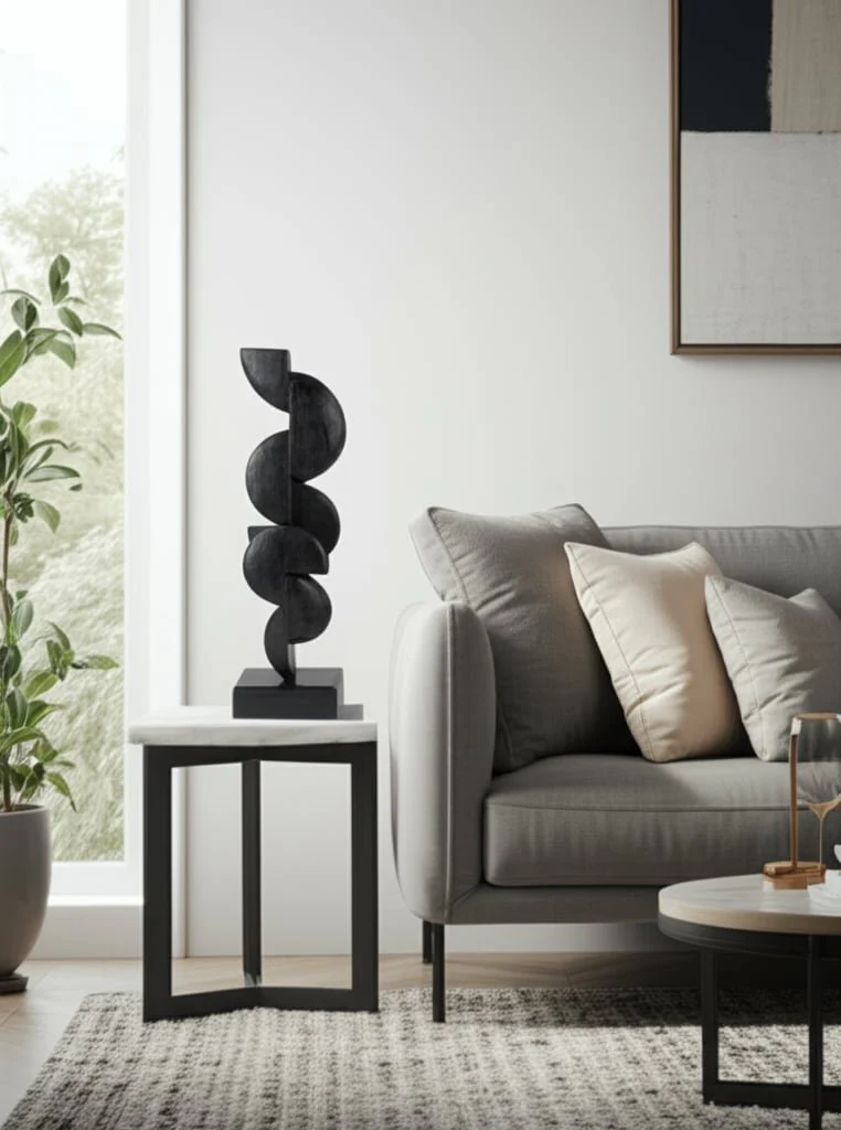 57" Abstract Sculpture, Black - Image 4