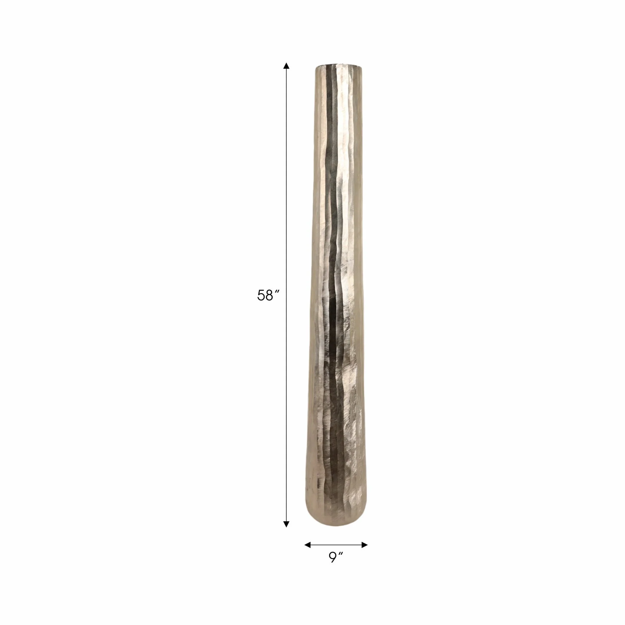 58" Rounded Etched Metal Floor Vase, Silver - Image 6