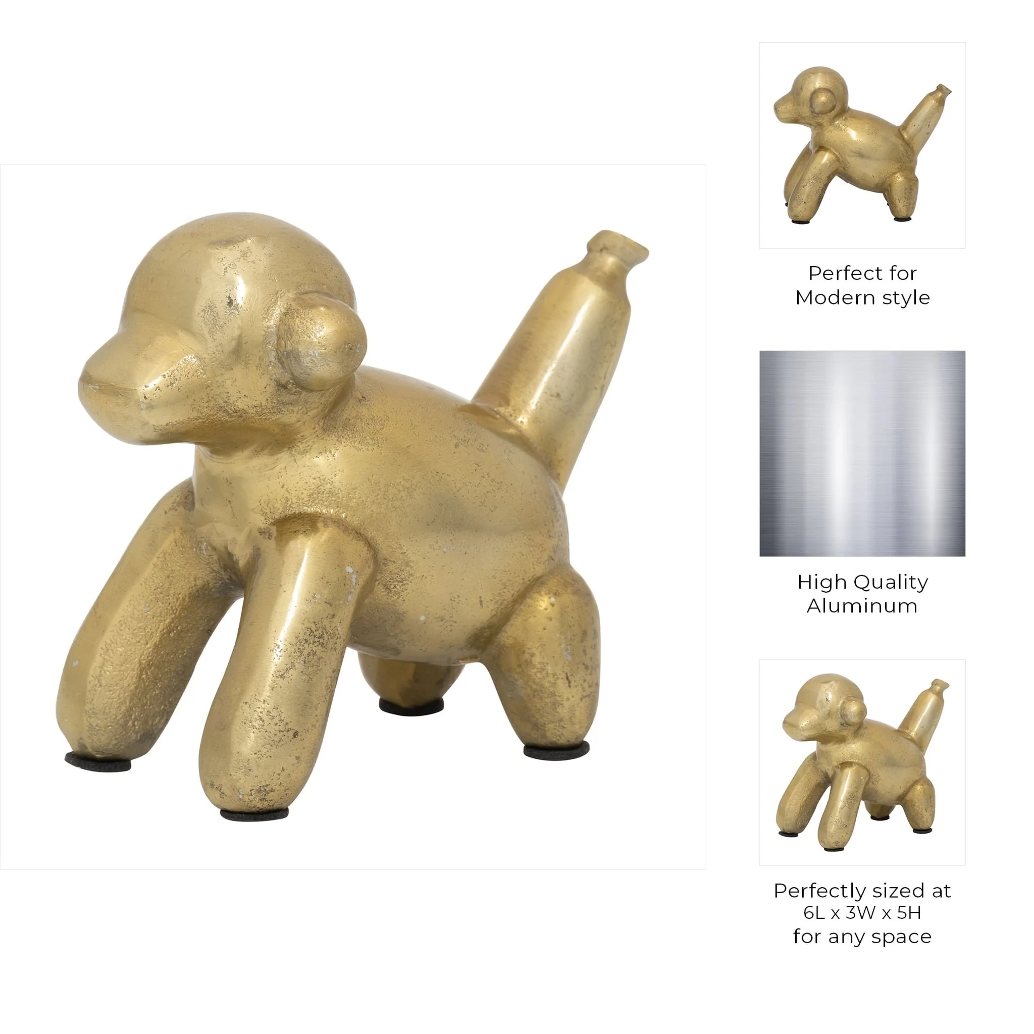 5"l Metal Balloon Monkey, Gold - Image 8
