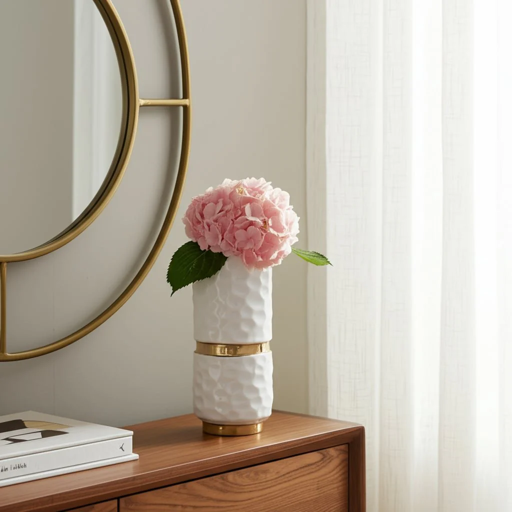 5x10"h Belted Vase, White/gold - Image 11