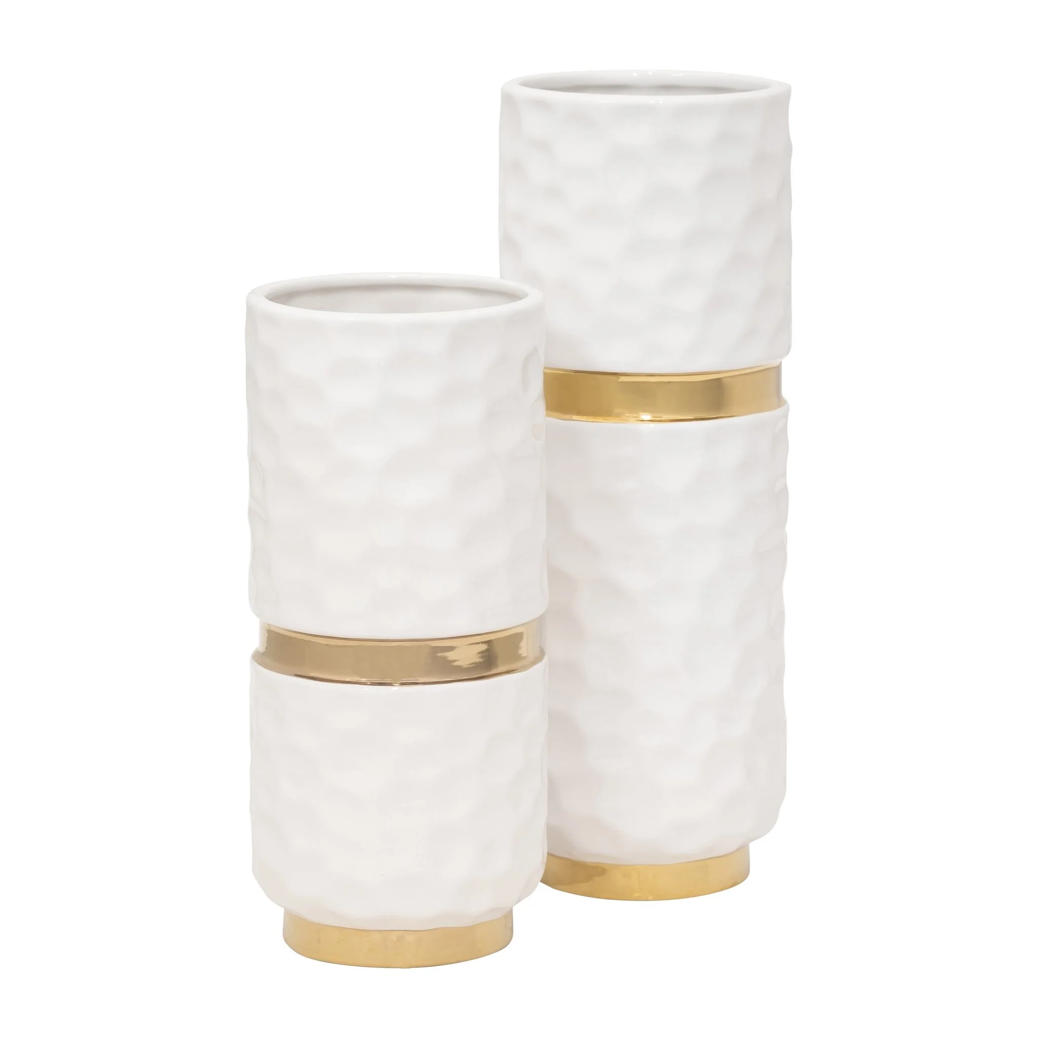 5x10"h Belted Vase, White/gold - Image 7