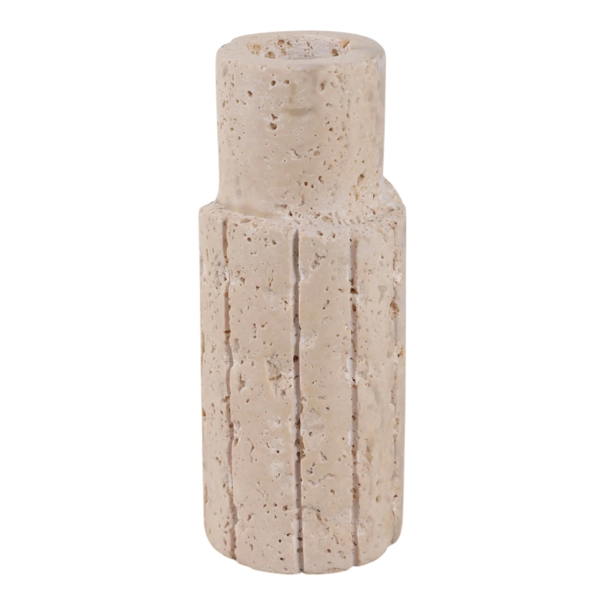 5x2" Raw Edge Travertine Taper Holder, Tan - Image 3