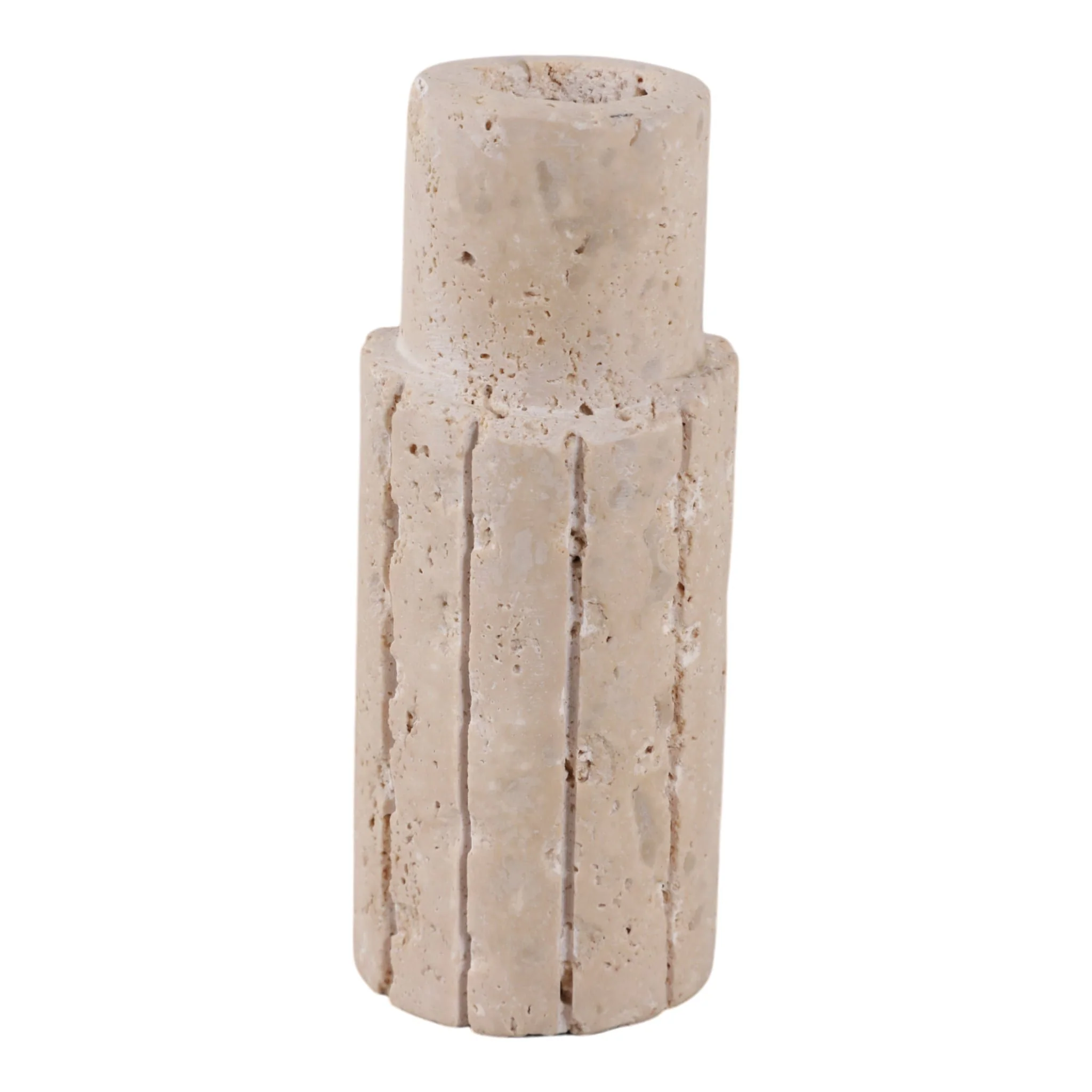 5x2" Raw Edge Travertine Taper Holder, Tan - Image 4