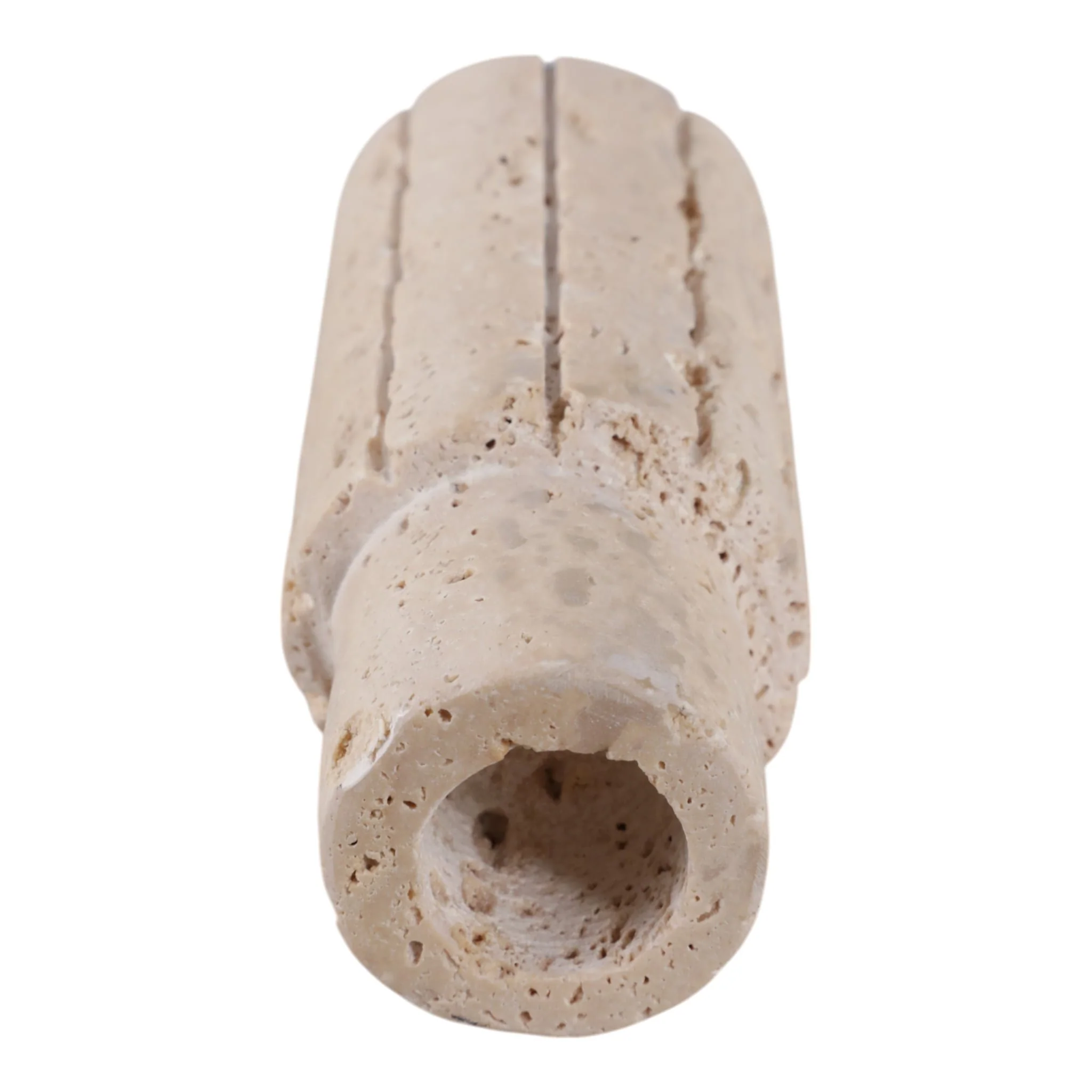 5x2" Raw Edge Travertine Taper Holder, Tan - Image 6