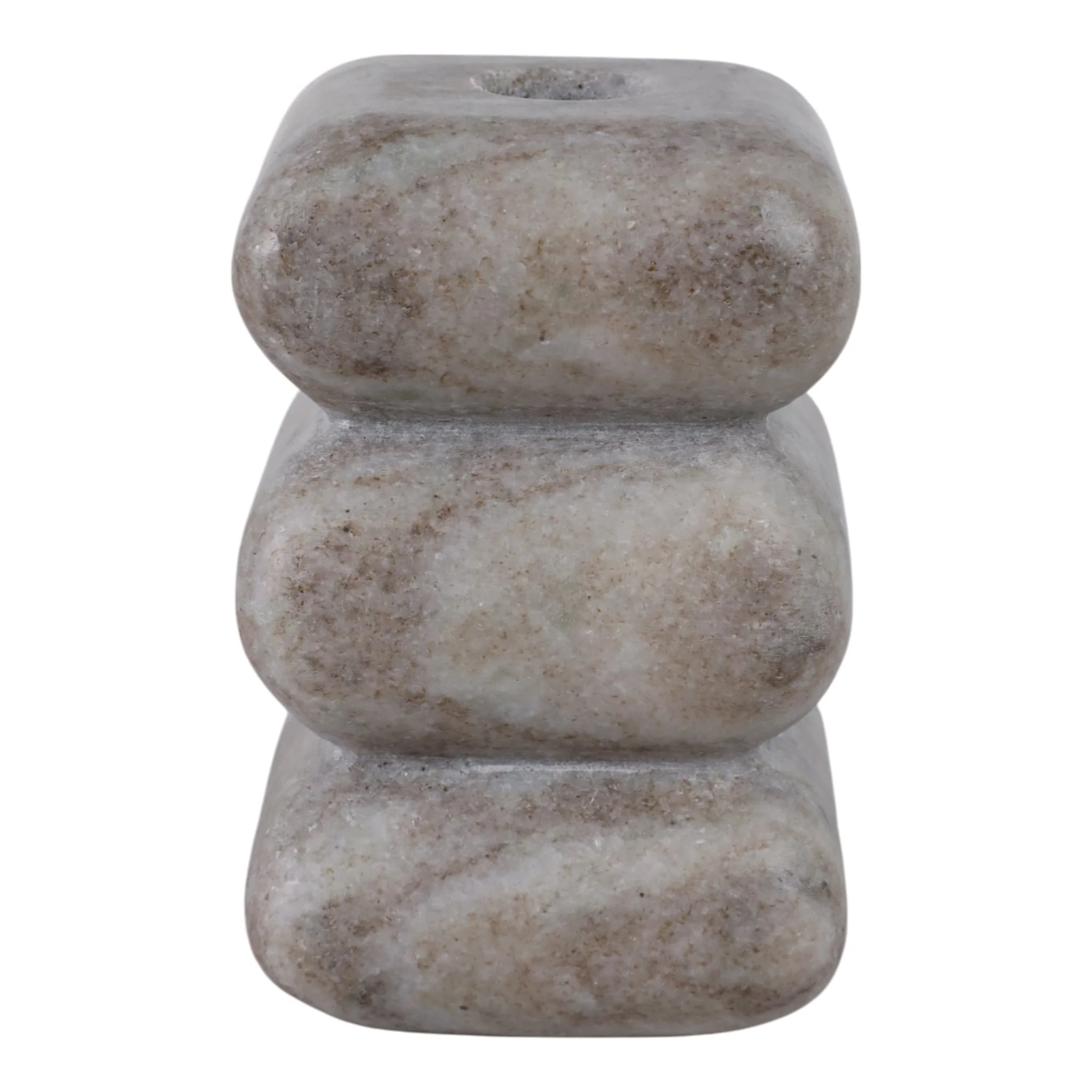 5x3" Curvy Marble Taper Holder, Beige - Image 3